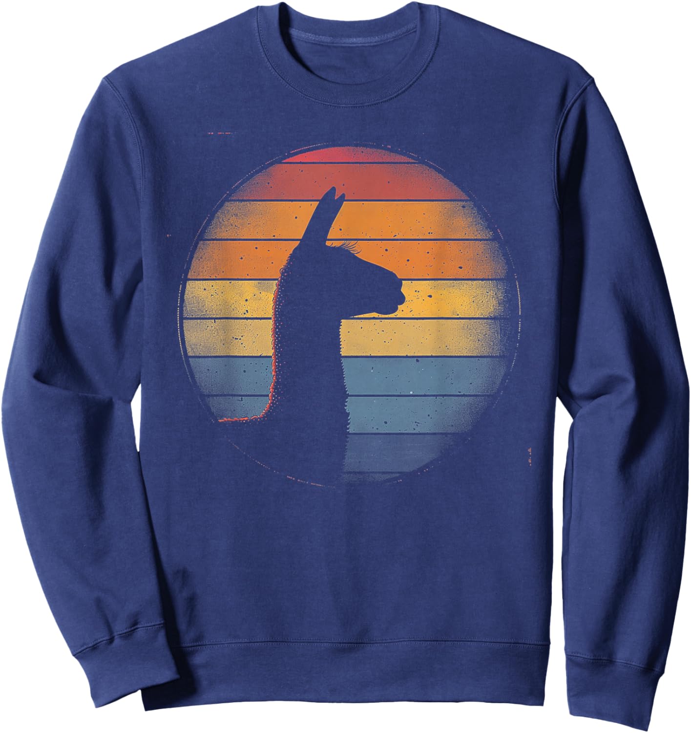 Llama Alpaca - Retro 70s 80s Graphic Vintage Men Women Kids Sweatshirt - Sweatshirt | Navy