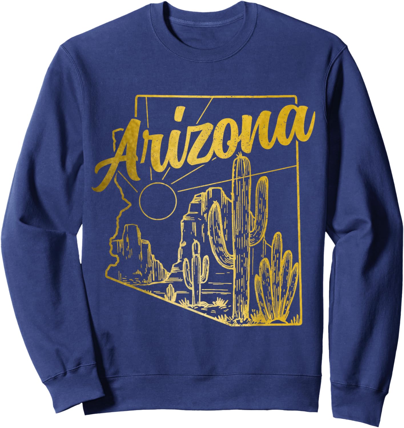 Arizona AZ Pride State Map Cactus Sweatshirt - Sweatshirt | Navy