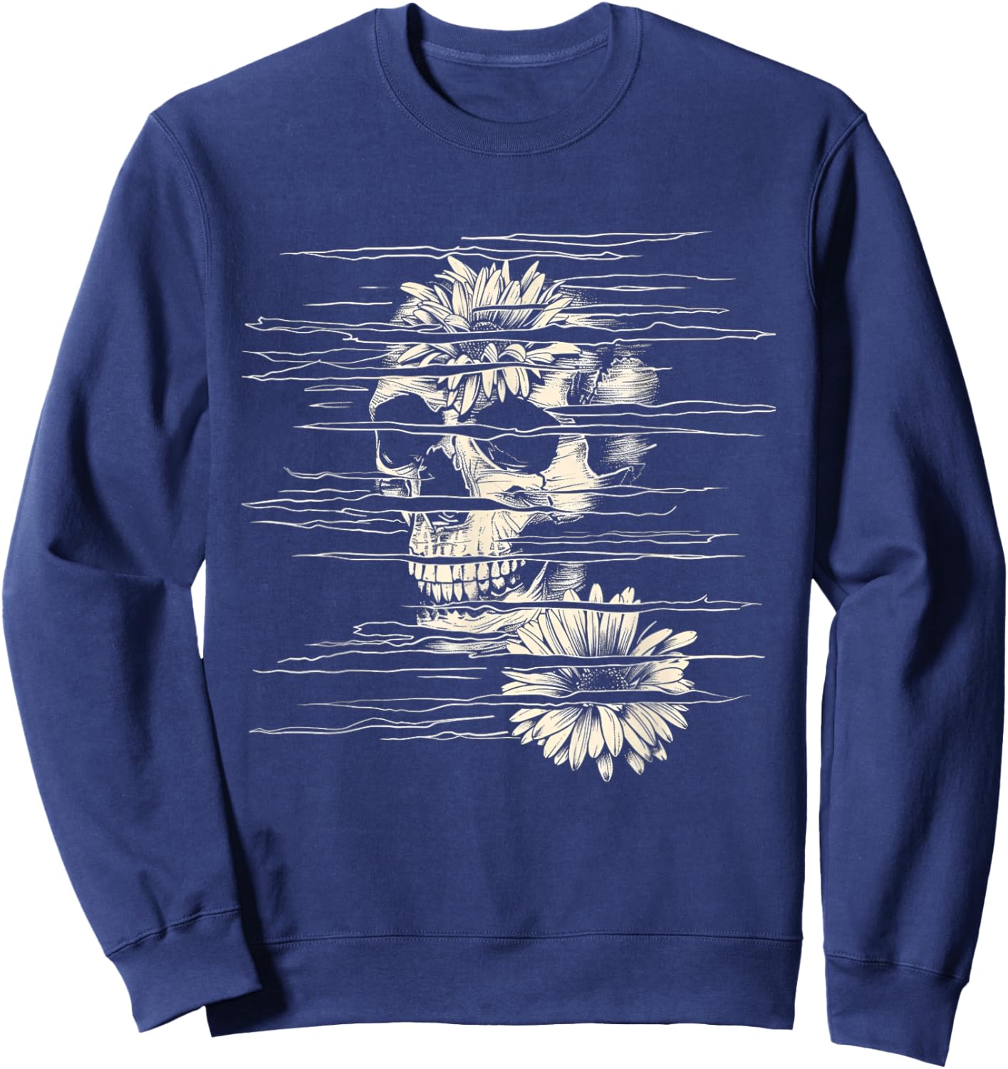 Rock Love With Abstract Skull Style Sweatshirt - Sweatshirt | Navy