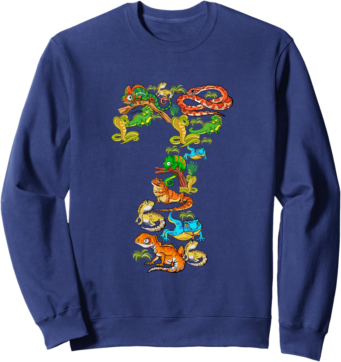 Kinder 7. Geburtstag Reptilien Eidechsen Motto 7 Jahre alte Jungen Sweatshirt - Sweatshirt | Navy