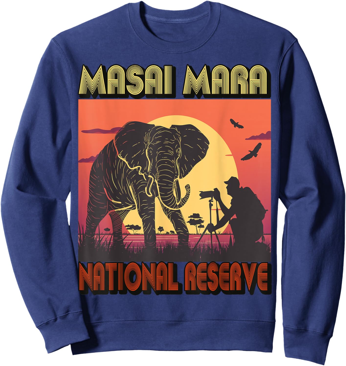 Masai Mara Elephant National reserve Kenya Safari Tour Sweatshirt - Sweatshirt | Navy