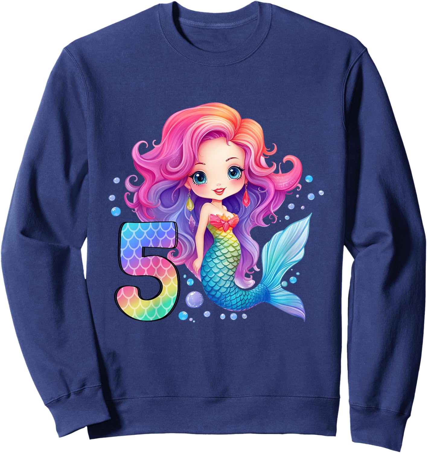 5 Geburtstag Mädchen 5 Jahre Geburtstagsoutfit Meerjungfrau Sweatshirt - Sweatshirt | Navy