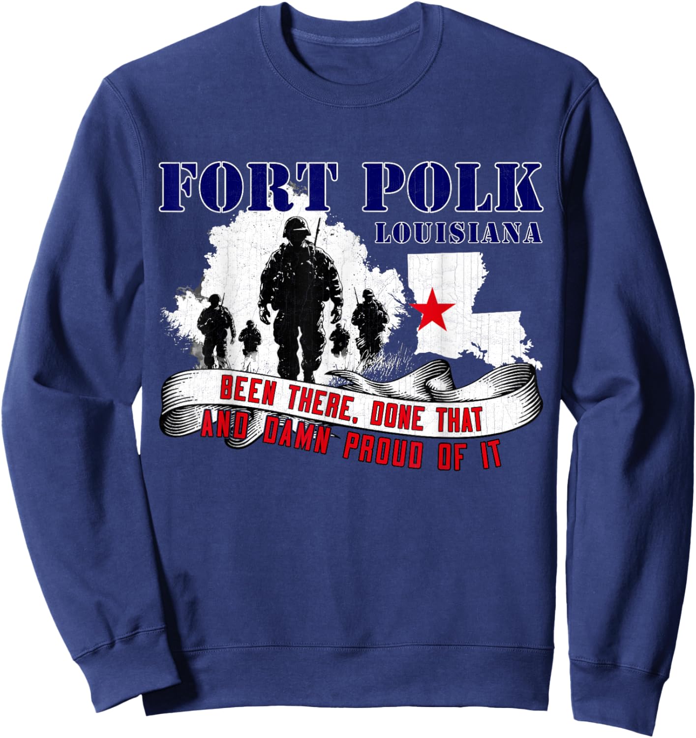 Fort Polk Louisiana US Military Base Veterans Day Gifts Sweatshirt - Sweatshirt | Navy