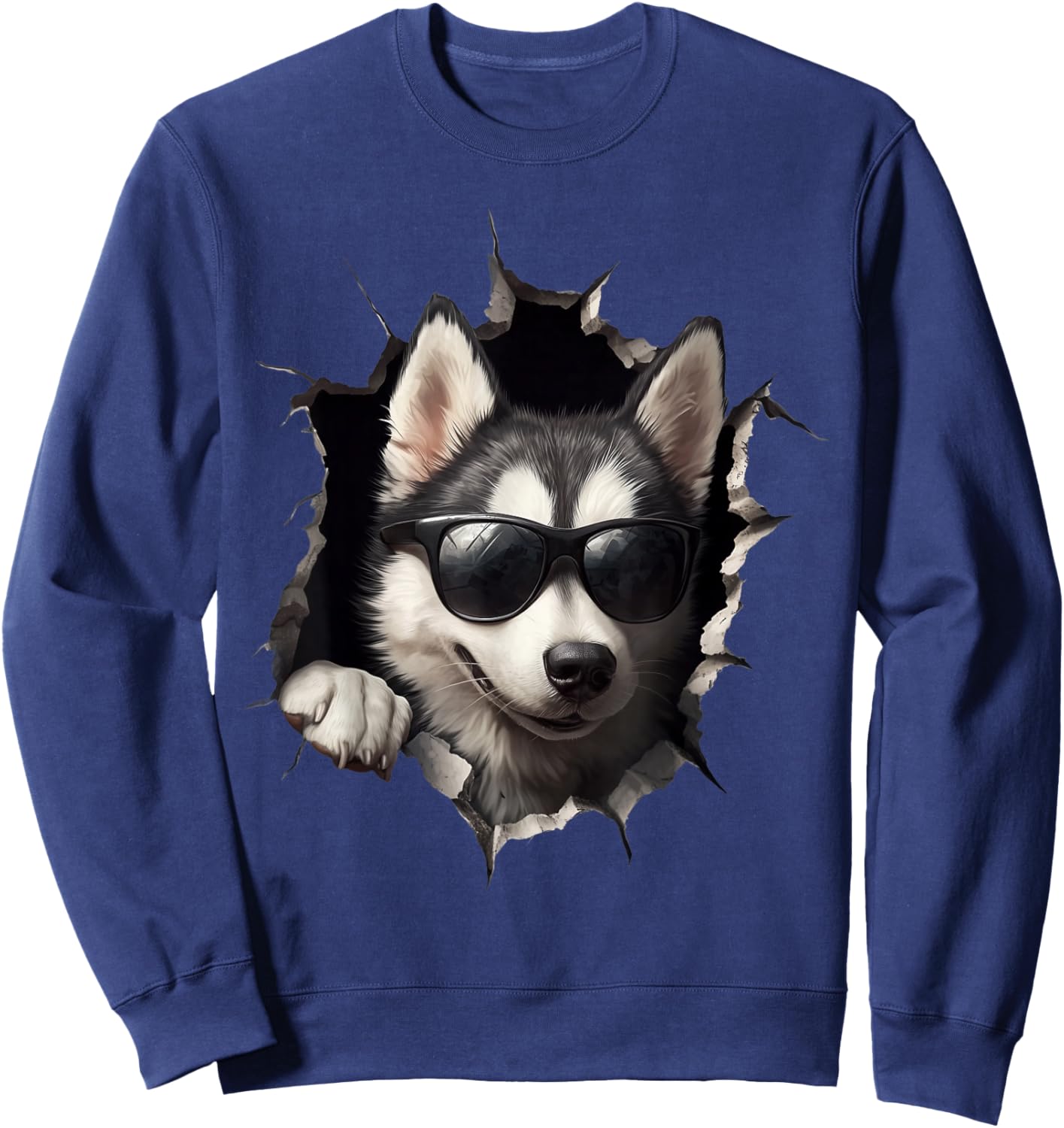 Lustiges Hunde Husky mit Sonnenbrille Funny Dog Süßer Hund Sweatshirt - Sweatshirt | Navy