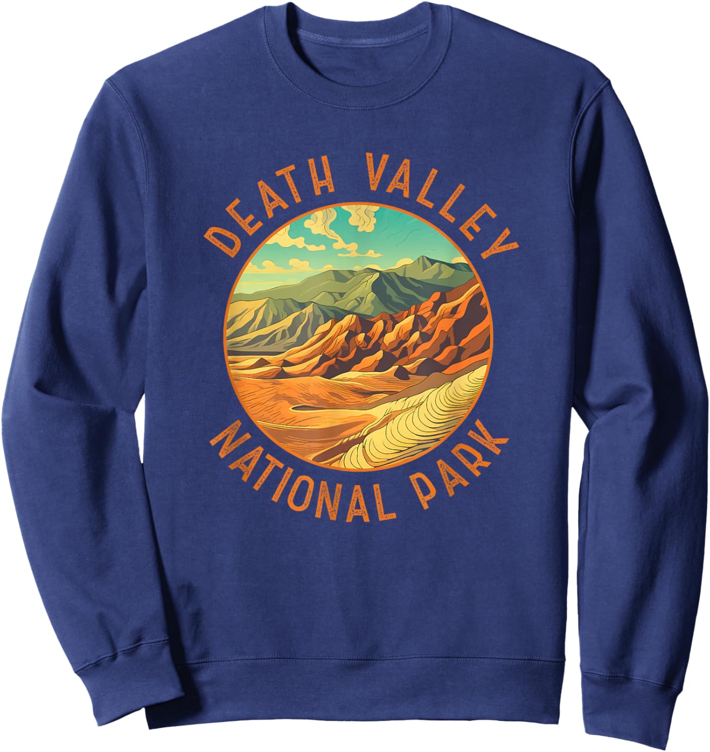 Death Valley National Park Illustration Distressed Circle Sweatshirt - Sweatshirt | Navy