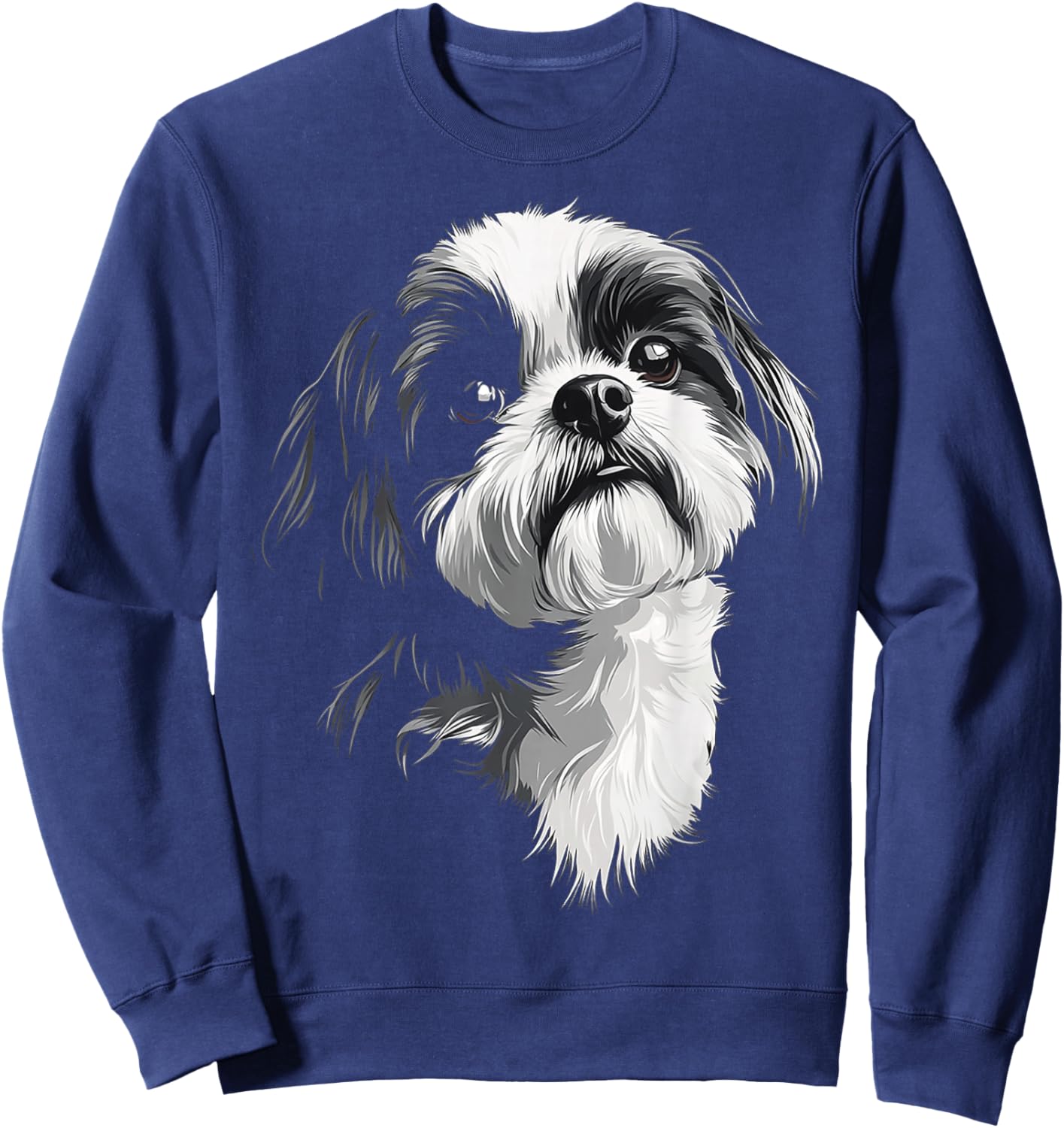 Shih Tzu Dog Motif Pet Illustration Shih Tzu Sweatshirt - Sweatshirt | Navy