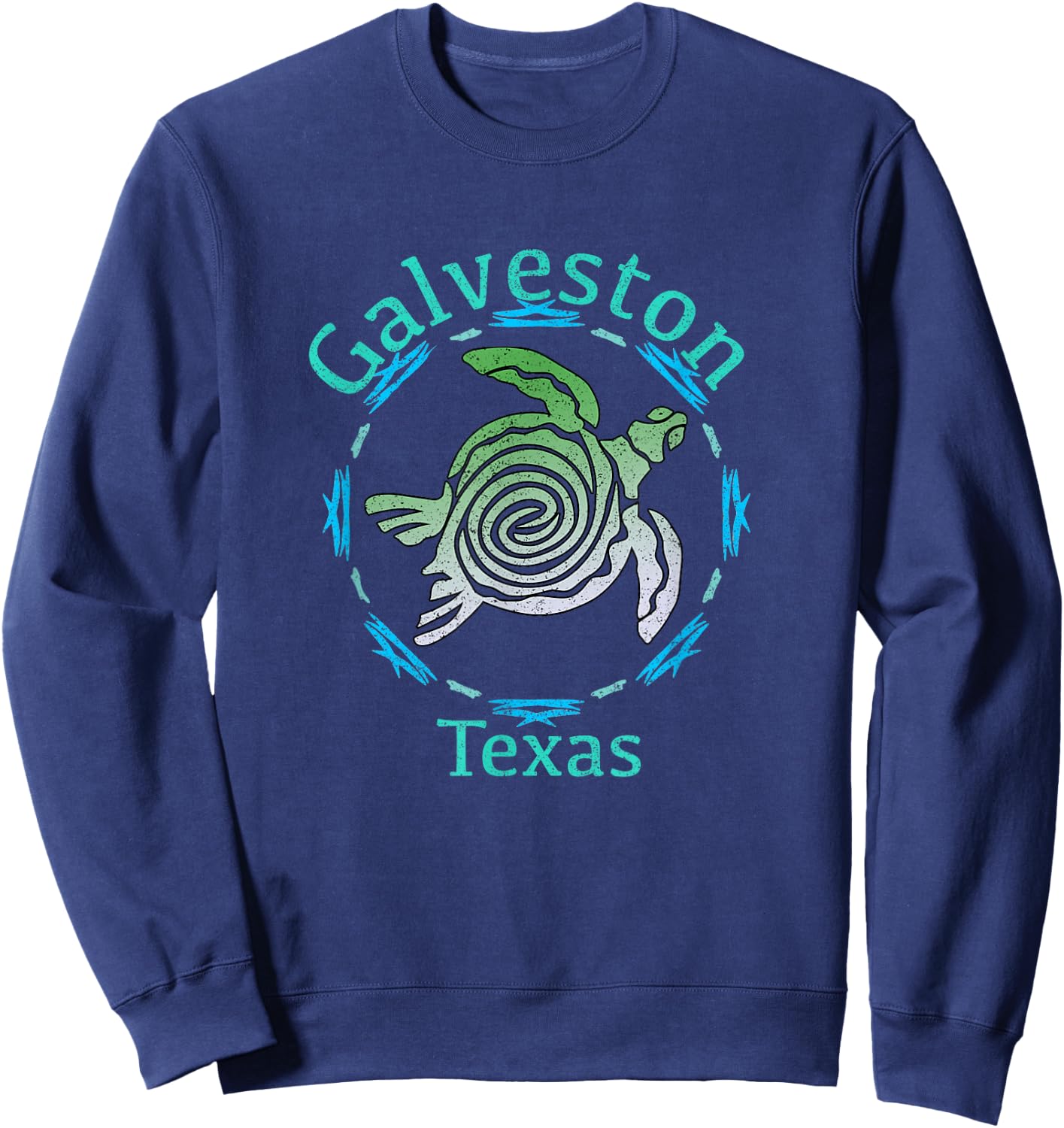 Galveston Texas Vintage Tribal Turtle Gift Sweatshirt - Sweatshirt | Navy