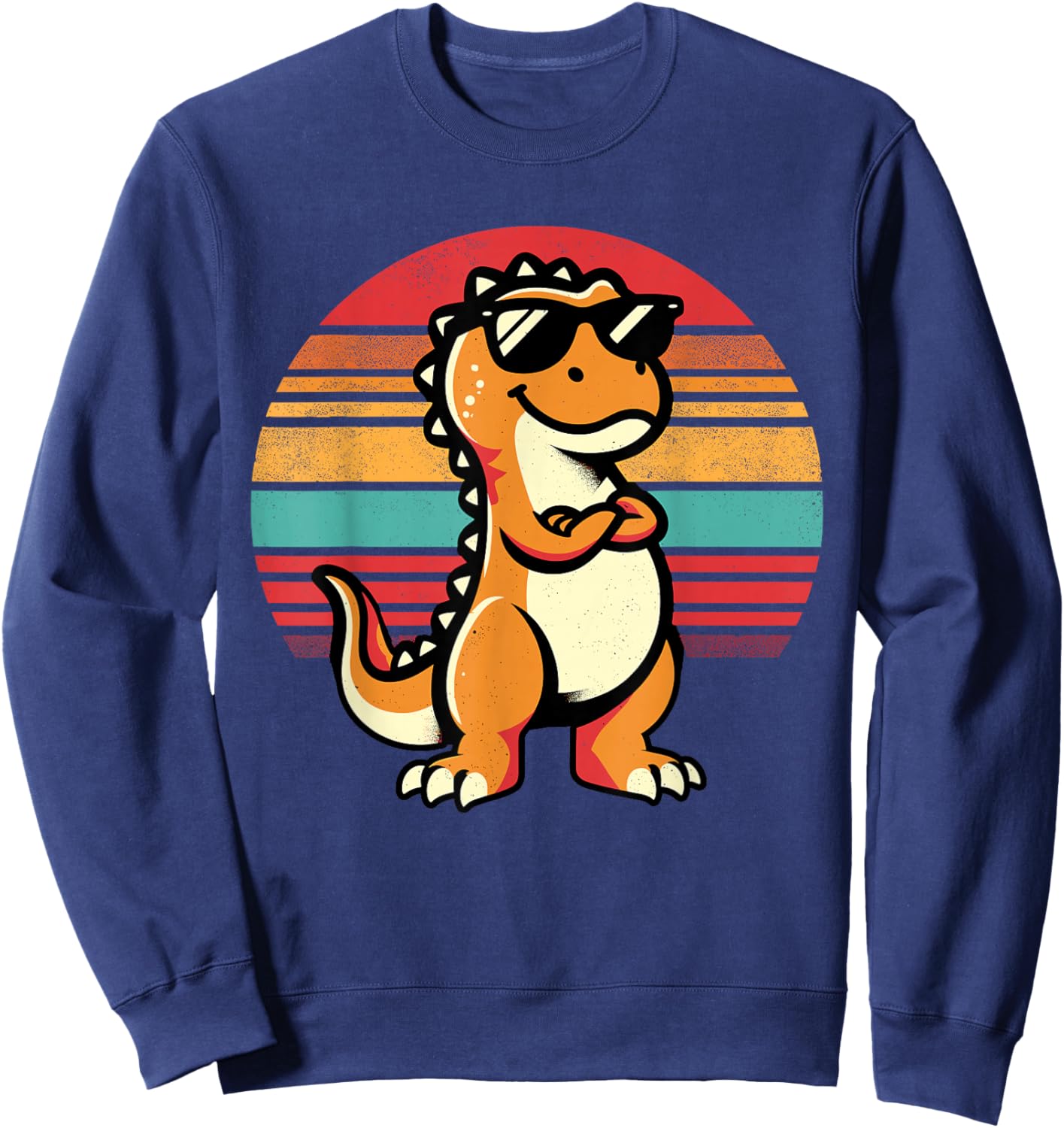 Retro Dinosaur T-Rex Funny Dinosaur Sweatshirt - Sweatshirt | Navy