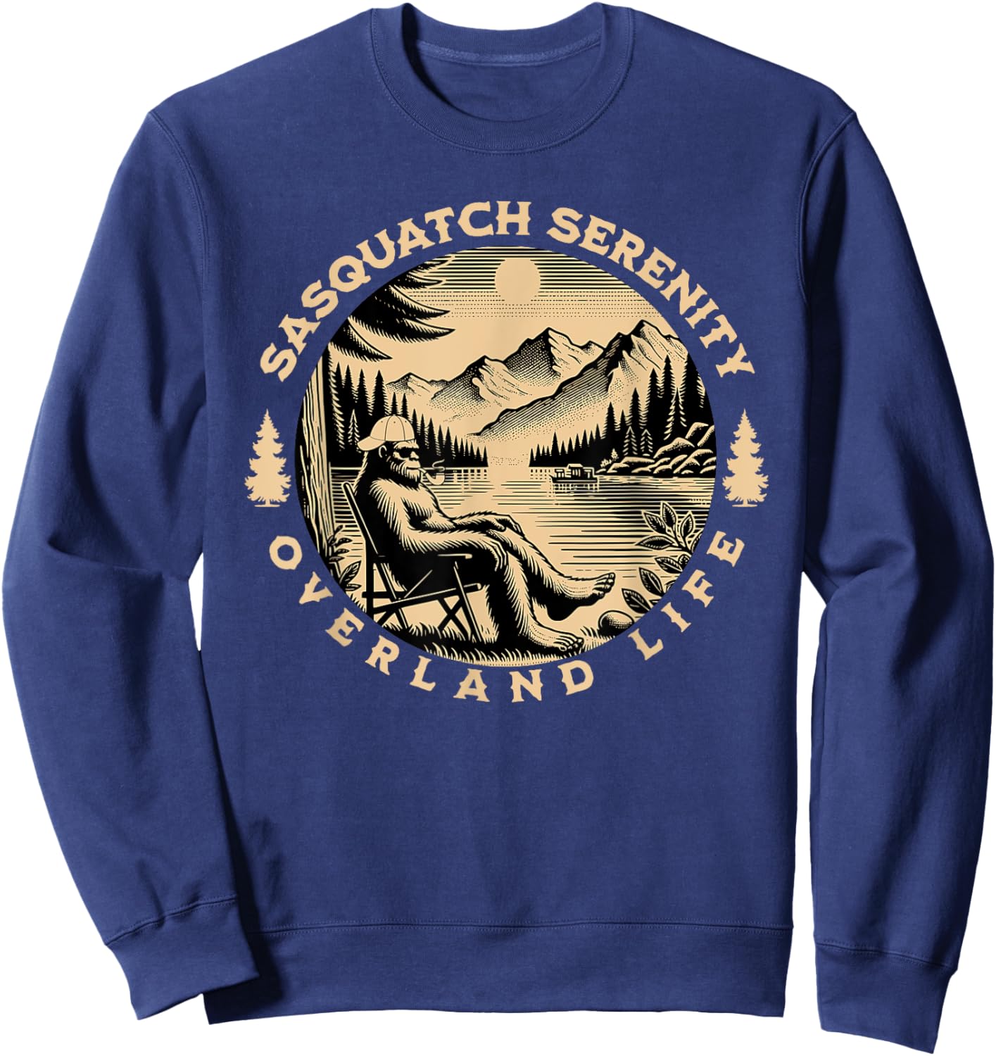 Sasquatch Serenity Overland Life Graphic , Small Sweatshirt - Sweatshirt | Navy