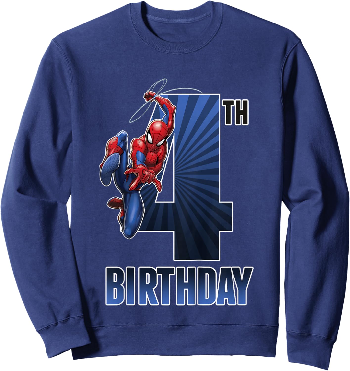 Kids Marvel Universe Classic Spider-Man Epic 4th Birthday Sweatshirt - Sweatshirt | Navy