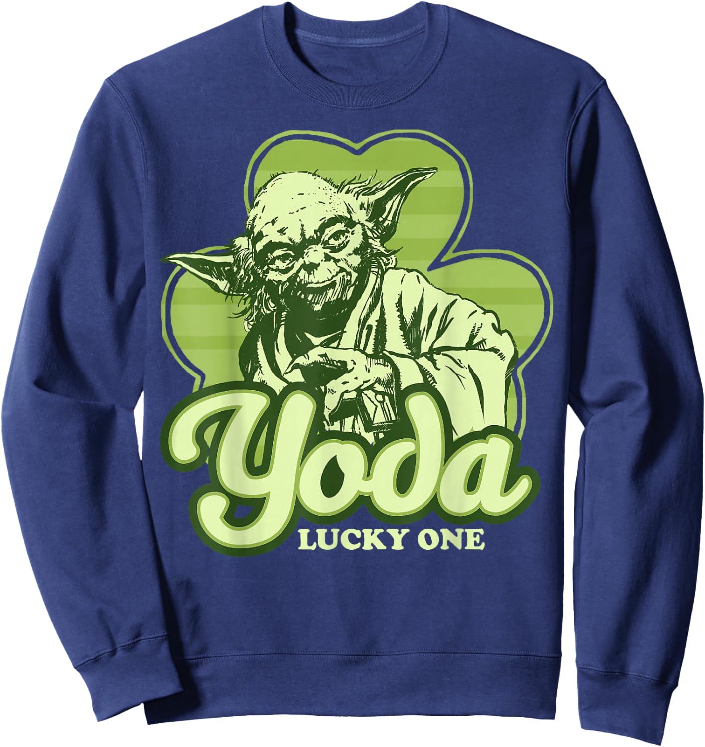 Star Wars St. Patrick's Day Yoda Lucky One Clover Smile Sweatshirt - Sweatshirt | Navy