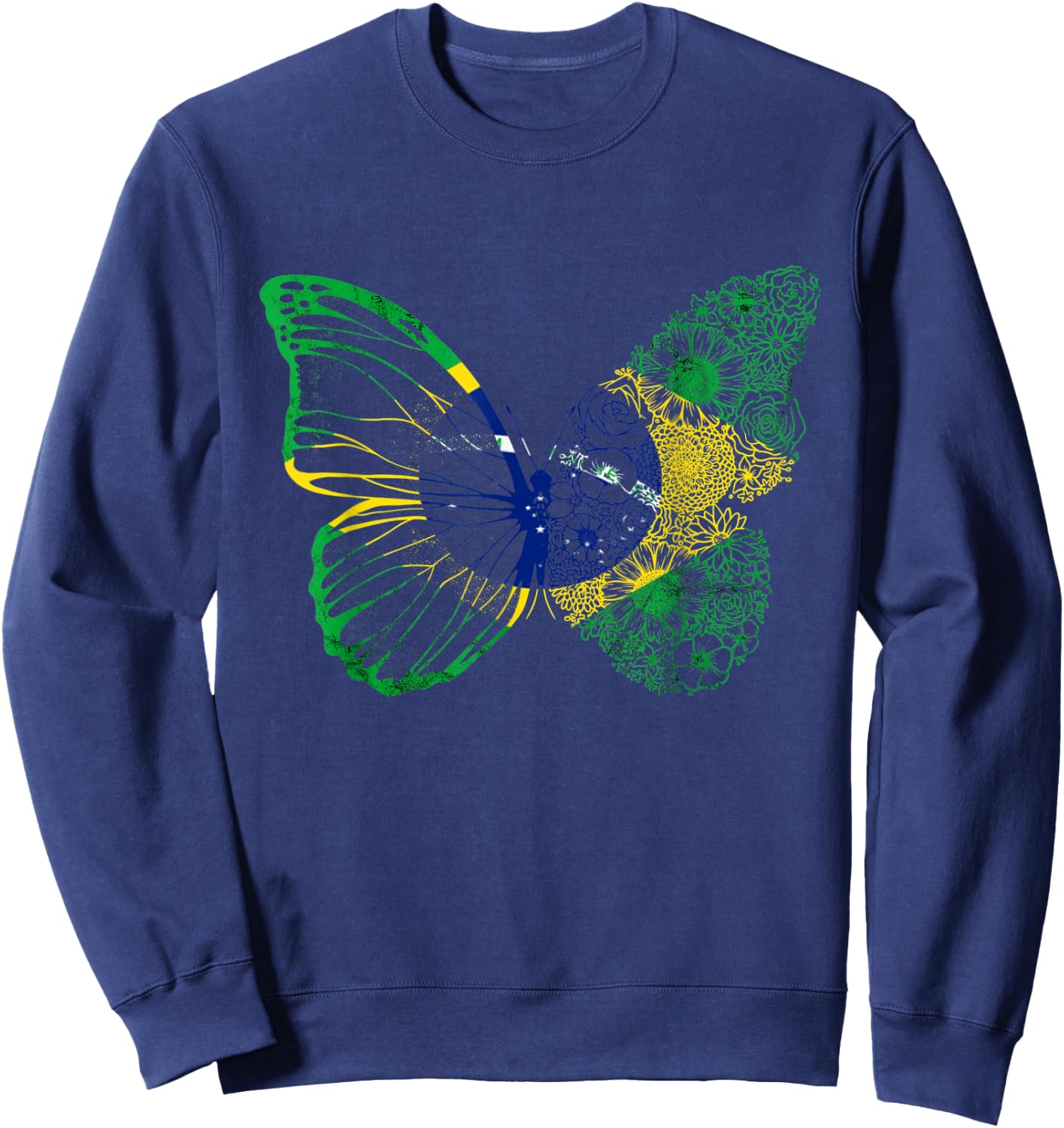 Brazil Butterfly Brasilian Hope Brazil Flag Brazilian Roots Sweatshirt - Sweatshirt | Navy