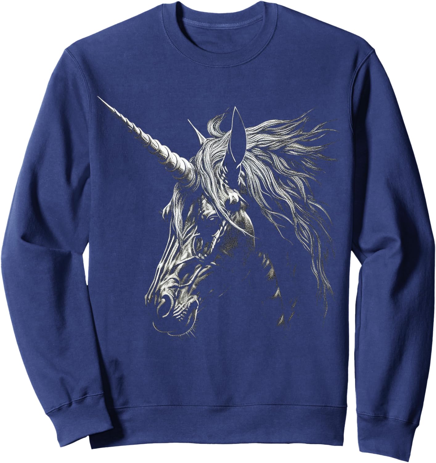 Unicorn Drawing Animal Love Face Art Graphic Unicorn Sweatshirt - Sweatshirt | Navy
