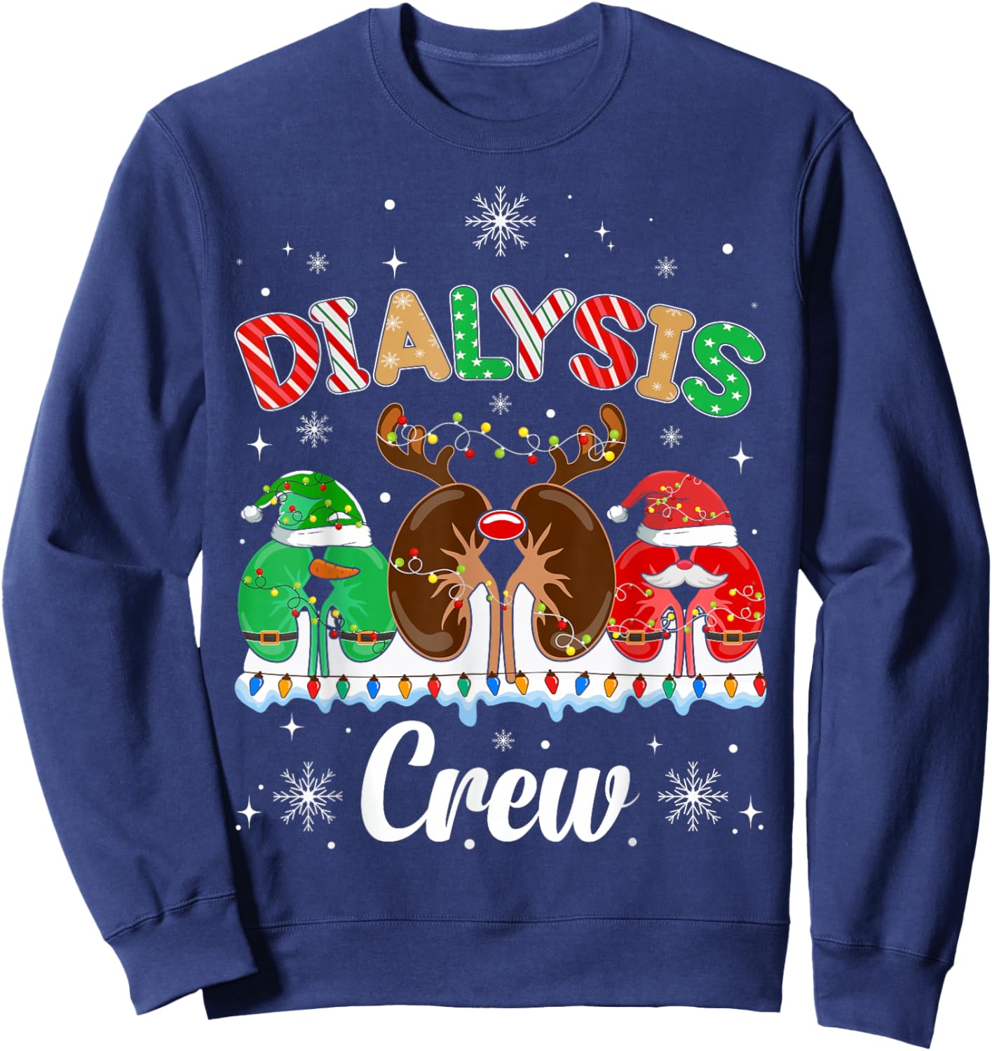 Dialysis Christmas Crew Dialysis Nurse Nephrology Technician Sweatshirt - Sweatshirt | Navy