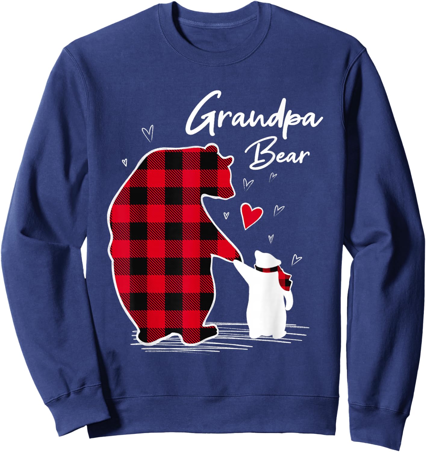 Grandpa Bear Christmas Pajama Red Buffalo Plaid Sweatshirt - Sweatshirt | Navy
