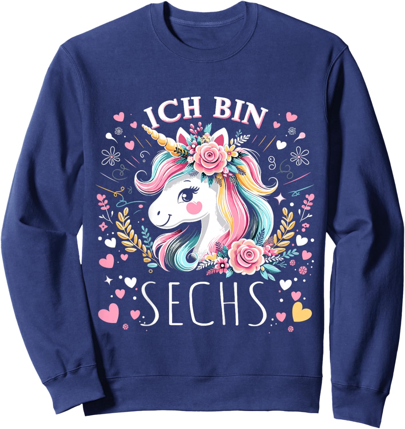 Kinder 6 Jahre Mädchen Geburtstag 6. Kindergeburtstag Süßes Einhorn Sweatshirt - Sweatshirt | Navy