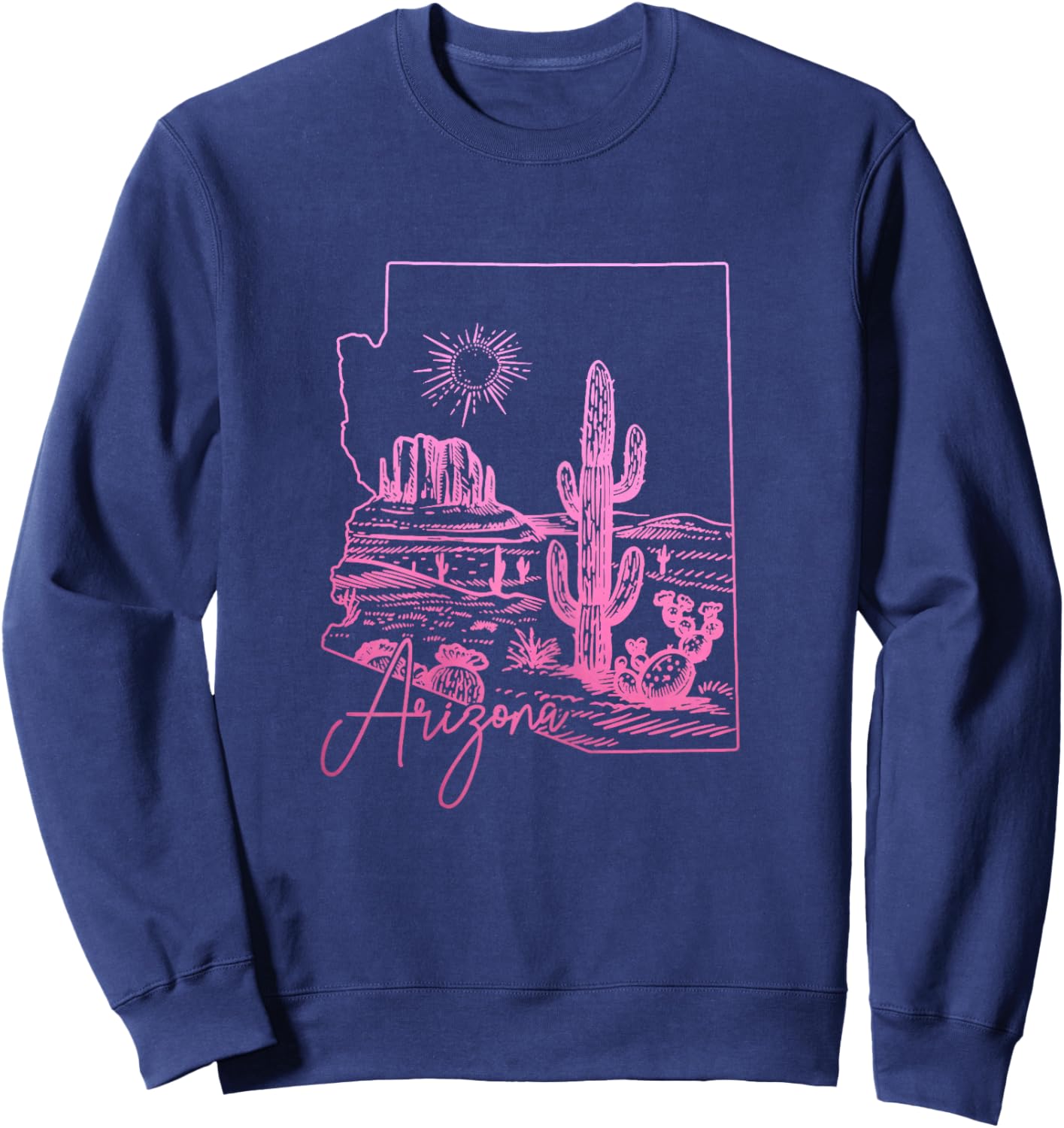 State of Arizona USA Cactus Vintage Sweatshirt - Sweatshirt | Navy