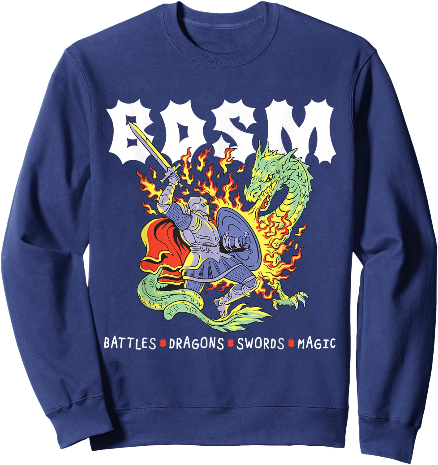 BDSM Battles Dragons Swords Magic RPG Fantasy Knight Dragon Sweatshirt - Sweatshirt | Navy