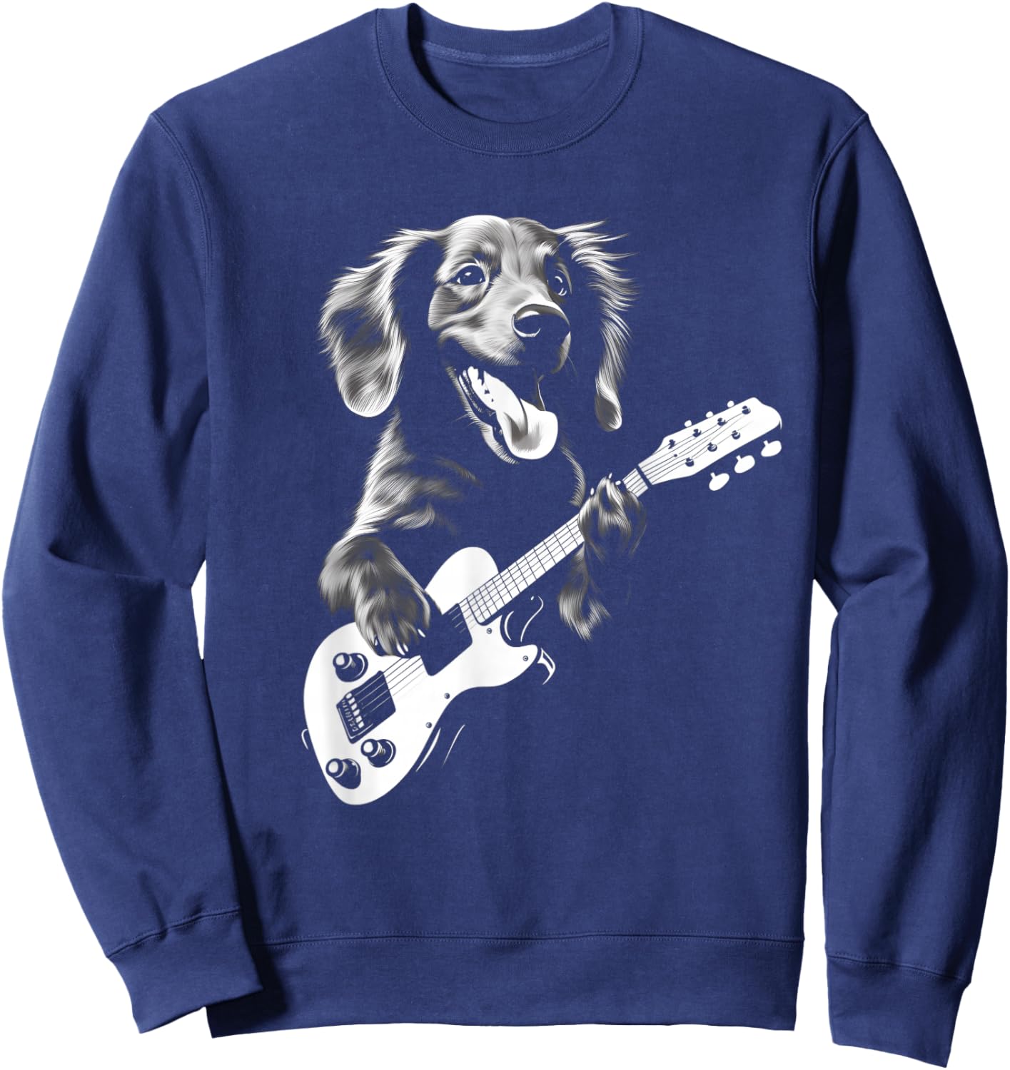 Dachshund Playing Guitar - Funny Guitar Dog Sweatshirt - Sweatshirt | Navy