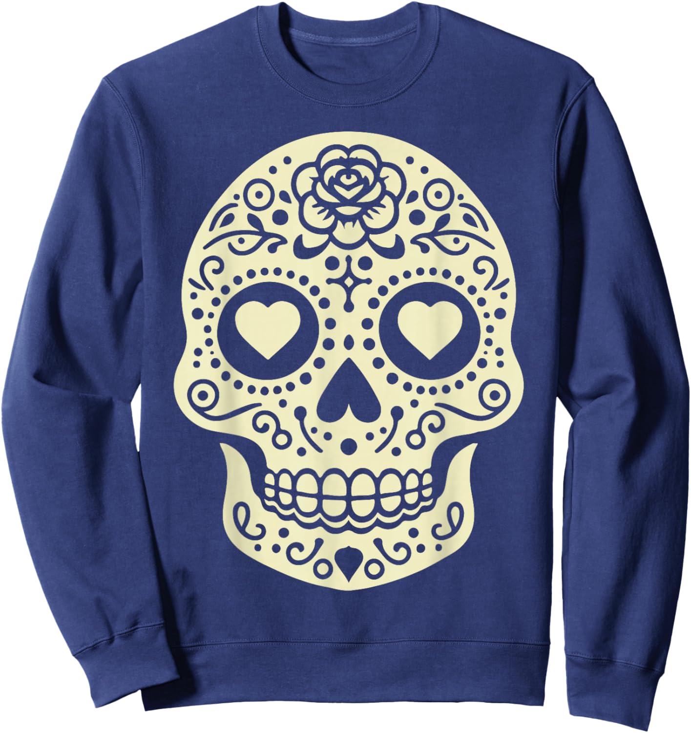 Valentine's Day Sugar Skull Hearts Love Sweatshirt - Sweatshirt | Navy
