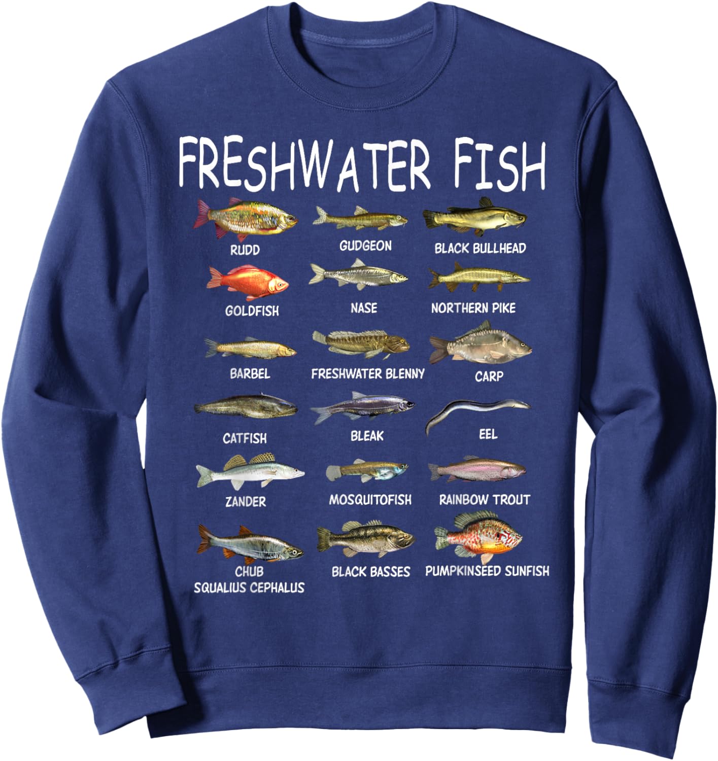 Fish Species Biology Types Of Freshwater Fish Fishing Sweatshirt - Sweatshirt | Navy