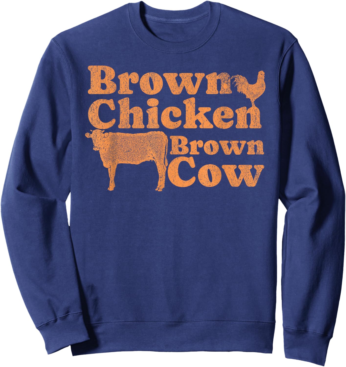 1970s Music Bow Chicka Wow Wow Joke Brown Chicken Brown Cow Sweatshirt - Sweatshirt | Navy