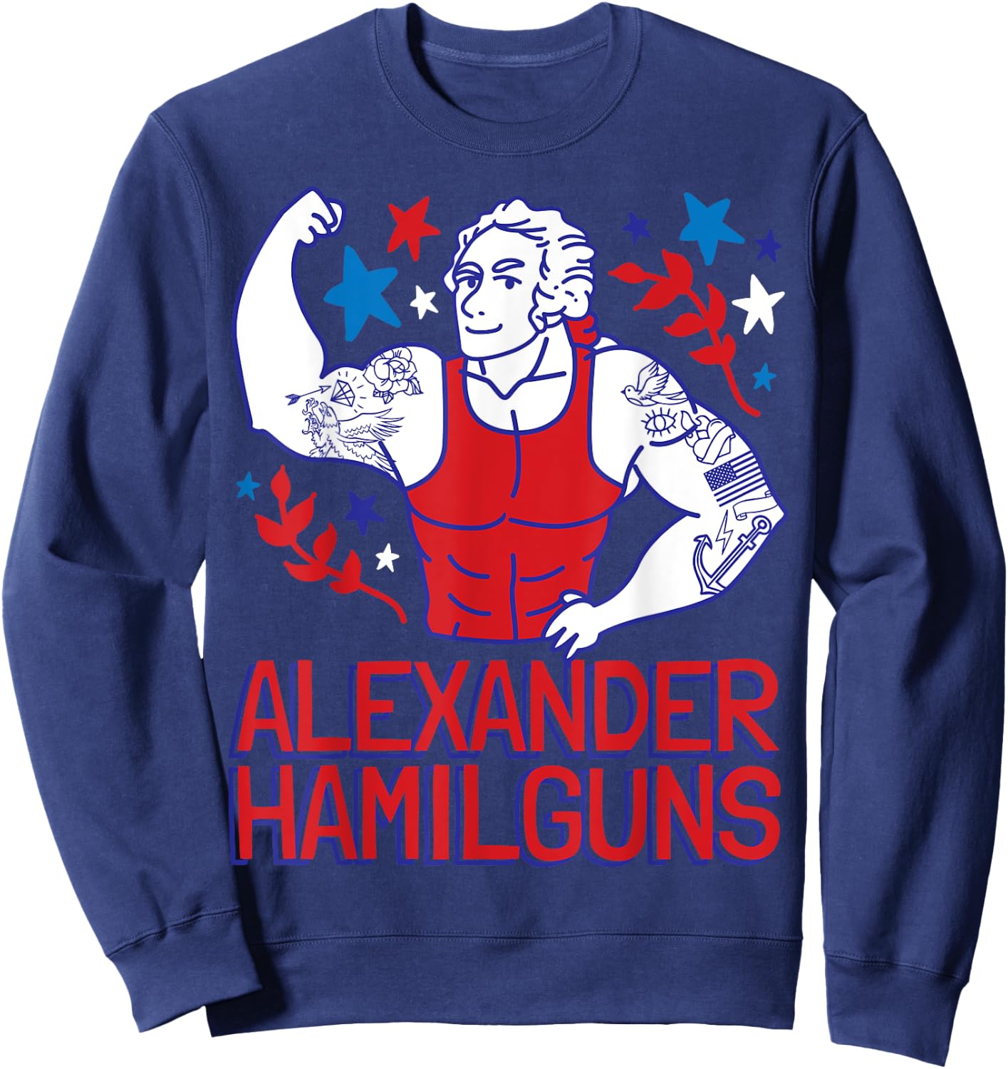 Alexander Hamilguns Hamilton 4th Of July Gym Instructor Gift Sweatshirt - Sweatshirt | Navy