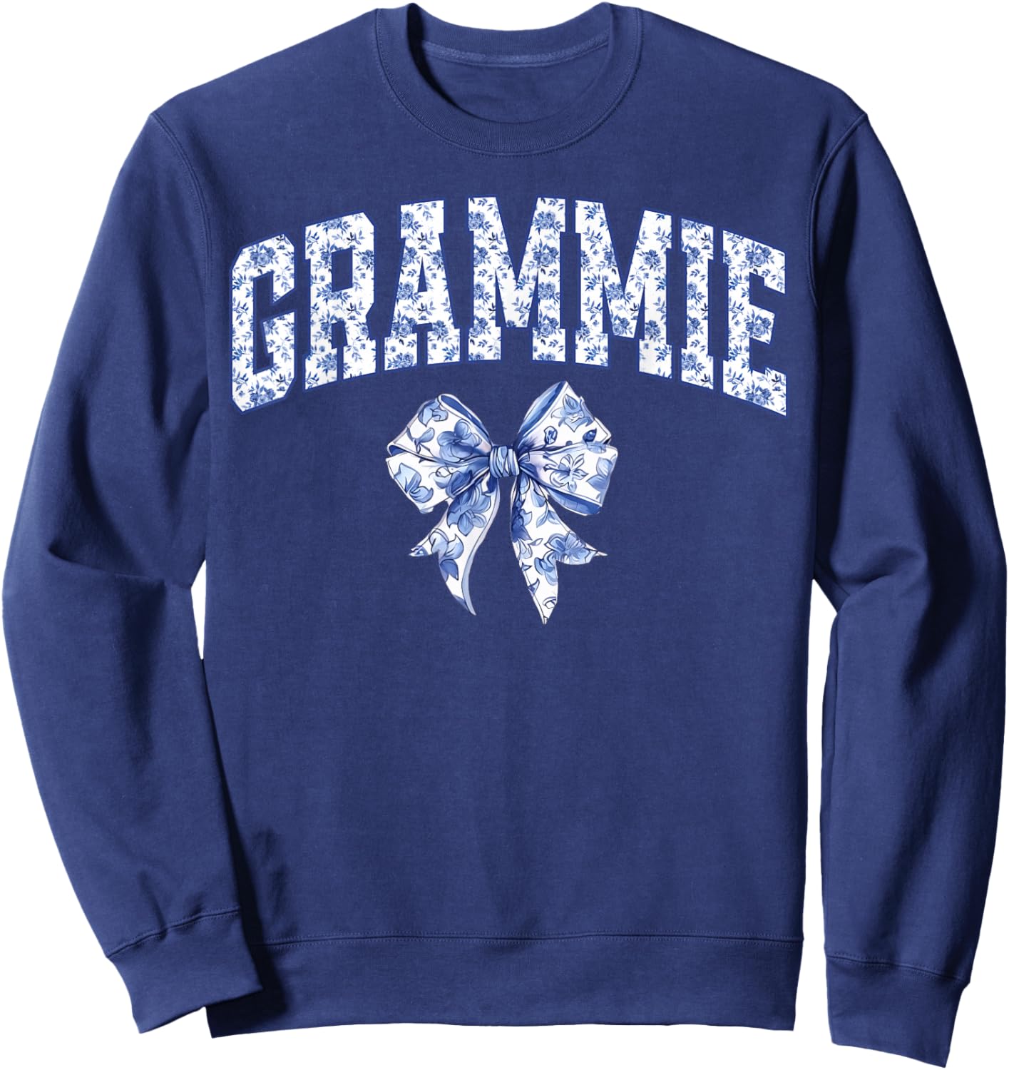 Grammie Coquette Toile Blue Bow Floral Family Matching Sweatshirt - Sweatshirt | Navy