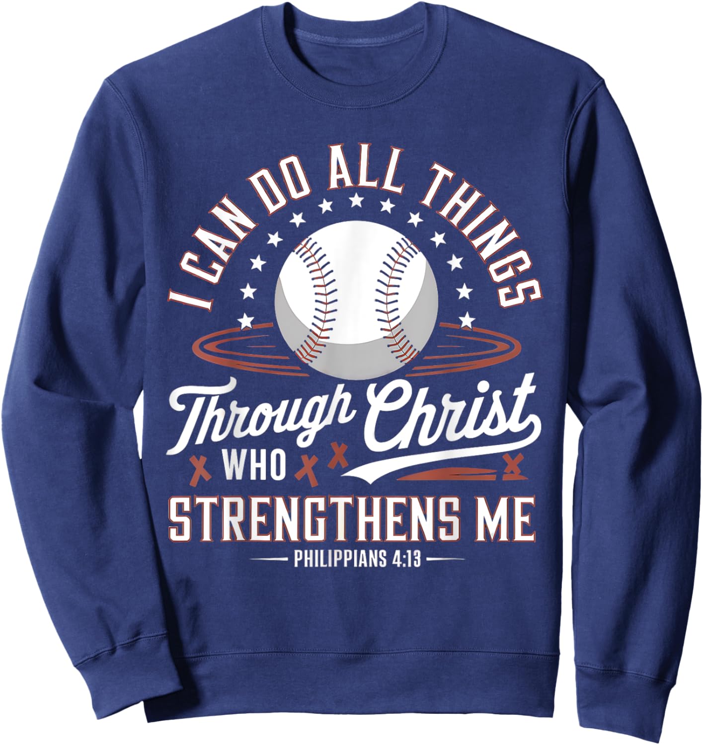 Christian Baseball Player Sports Bible Verse Design Sweatshirt - Sweatshirt | Navy