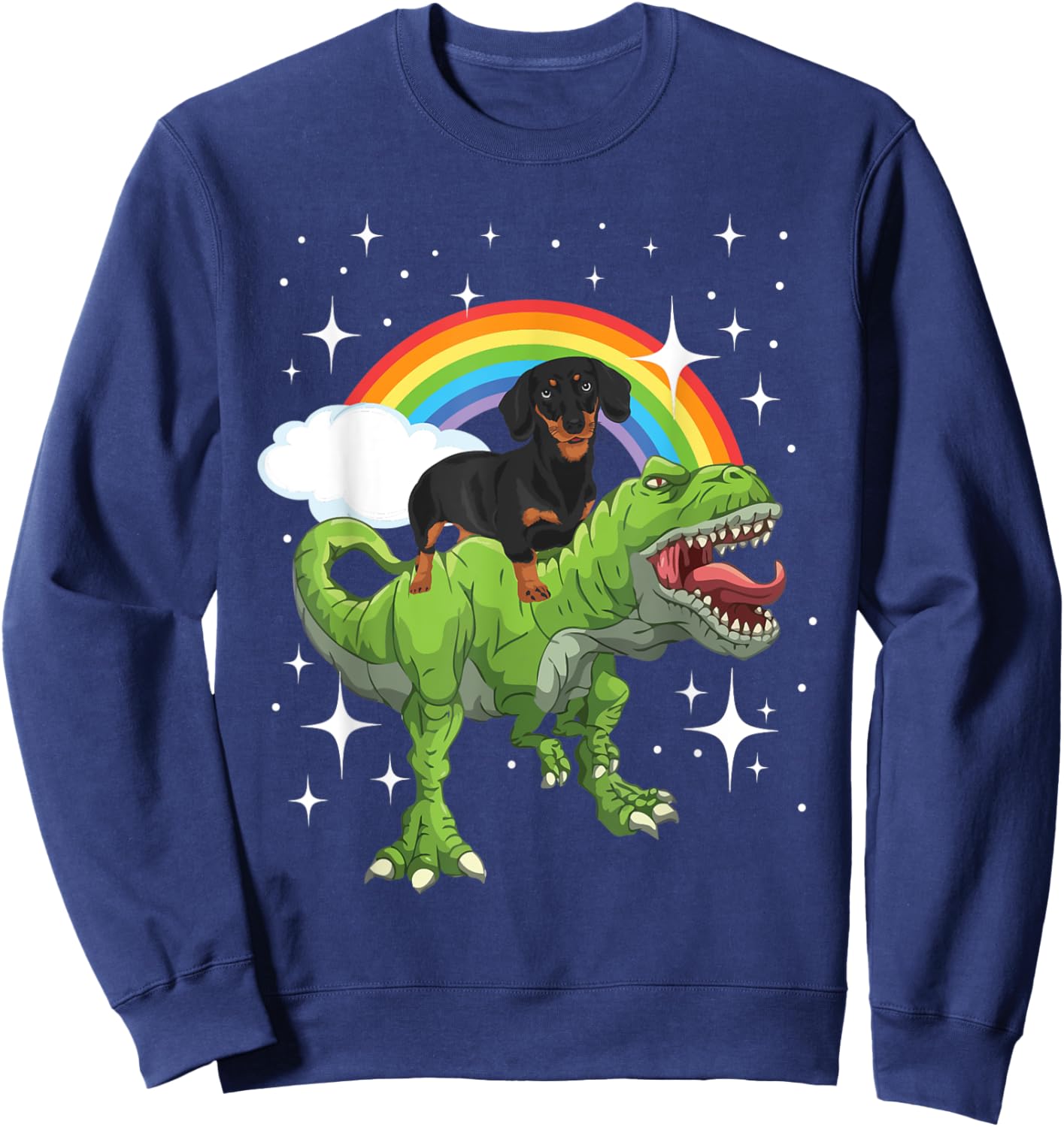 Dinosaur And Dachshund - Trex Dog Lover Puppy Trainer Men Women Kids Sweatshirt - Sweatshirt | Navy