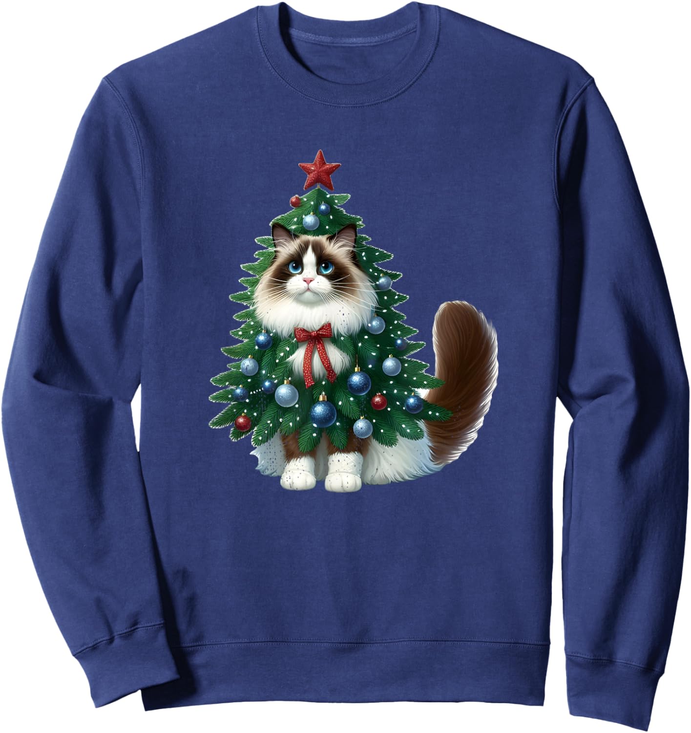 Ragdoll Cat Christmas Tree Costume Sweatshirt - Sweatshirt | Navy
