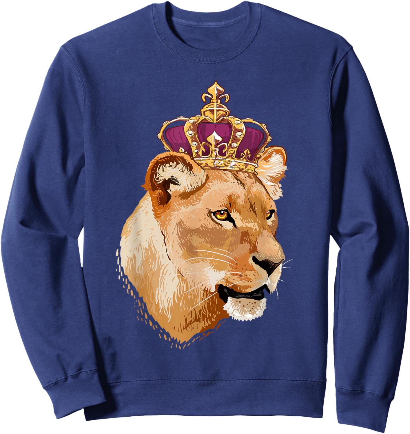 Lion Queen Big Cat Crowned Lioness Family Women Sweatshirt - Sweatshirt | Navy