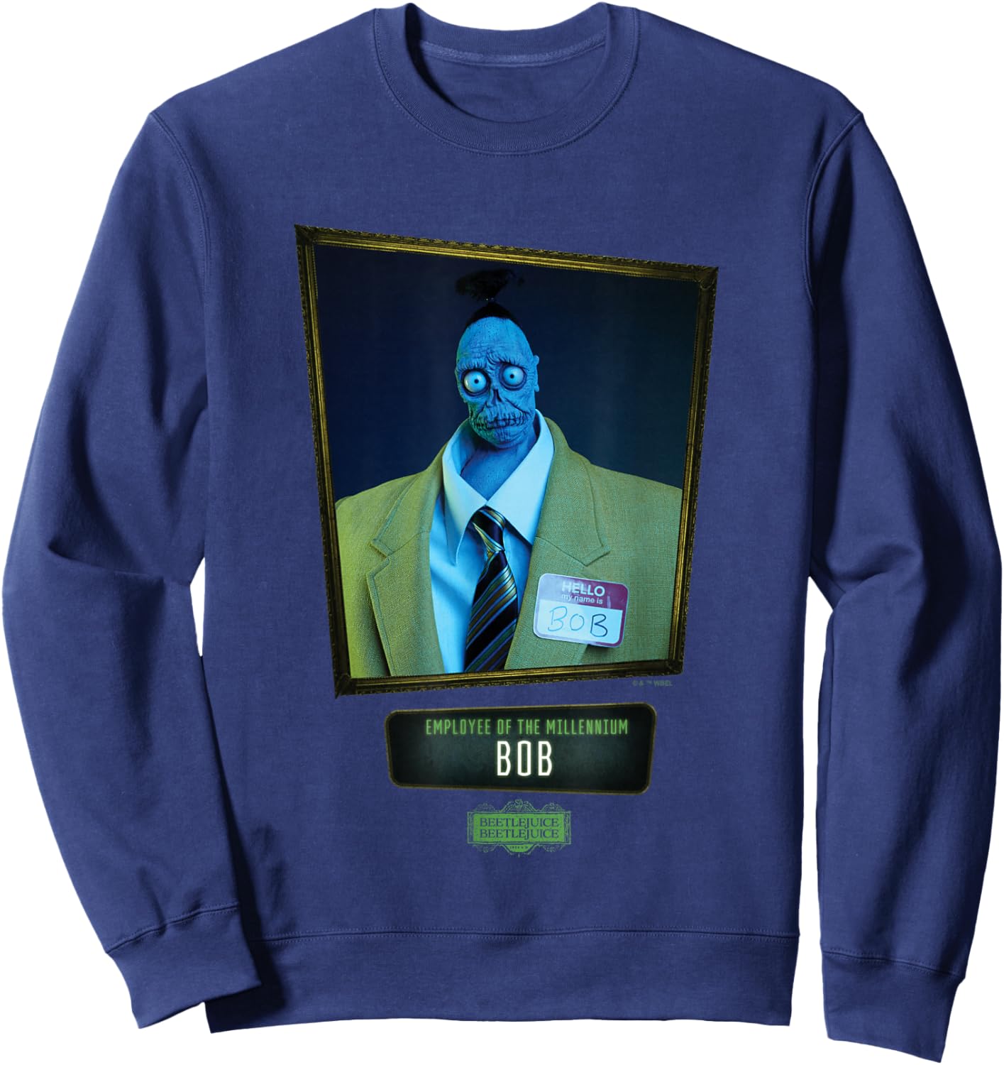 Beetlejuice Beetlejuice Employee Of The Millennium Bob , Small, Black Sweatshirt - Sweatshirt | Navy