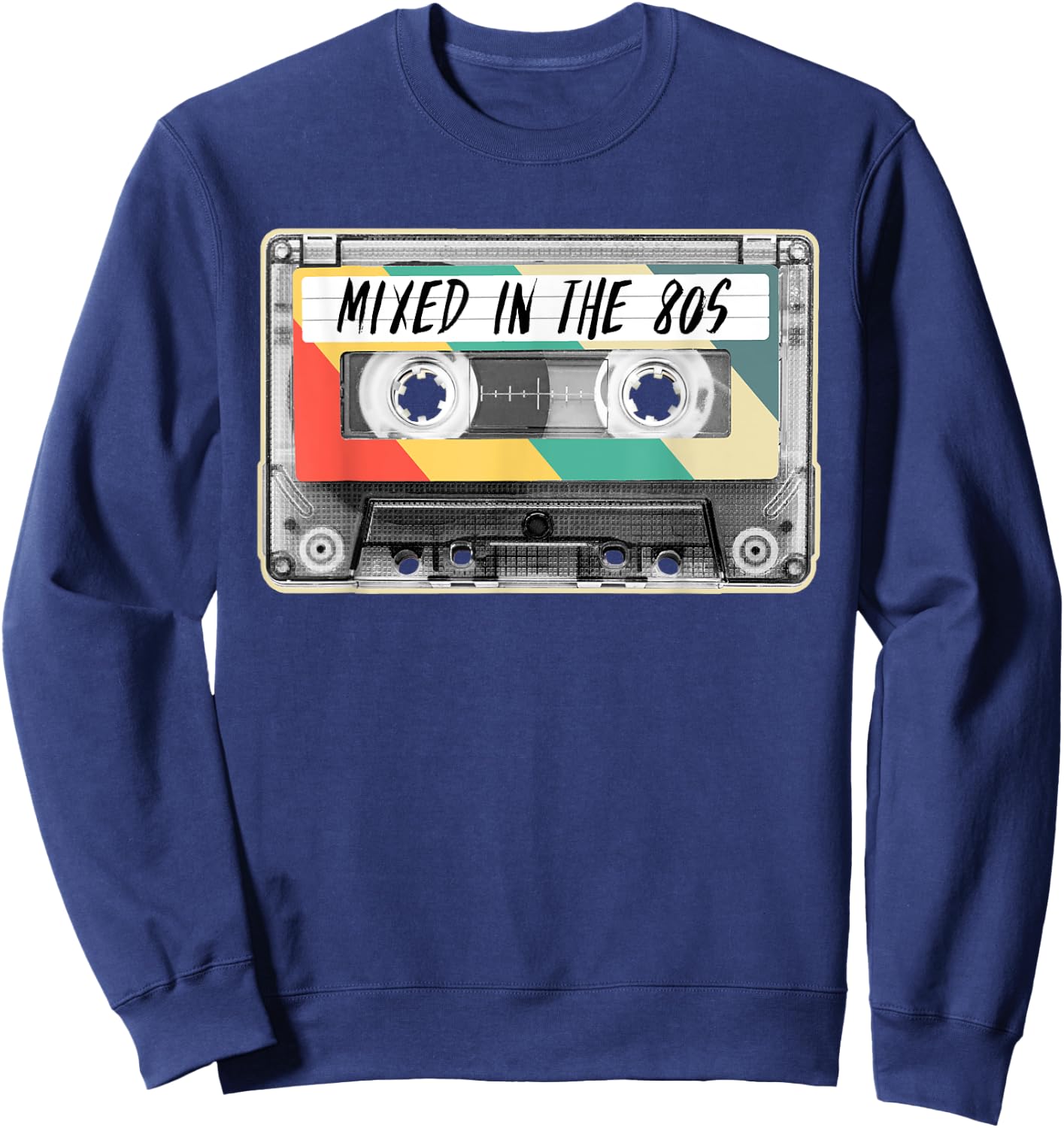 Cassette Tape Mixed in the 80s Fashion Retro 1980s Costume Sweatshirt - Sweatshirt | Navy