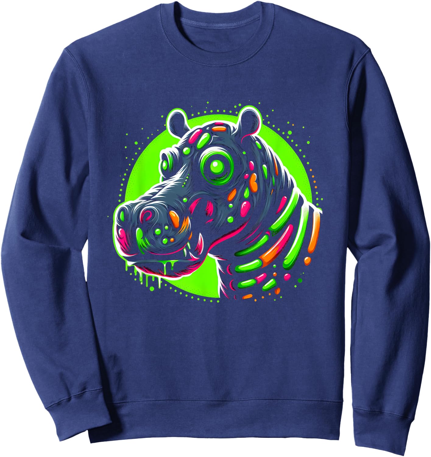 Zombie Hippo Hippopotamus Halloween Horror Skeleton Creepy Sweatshirt - Sweatshirt | Navy