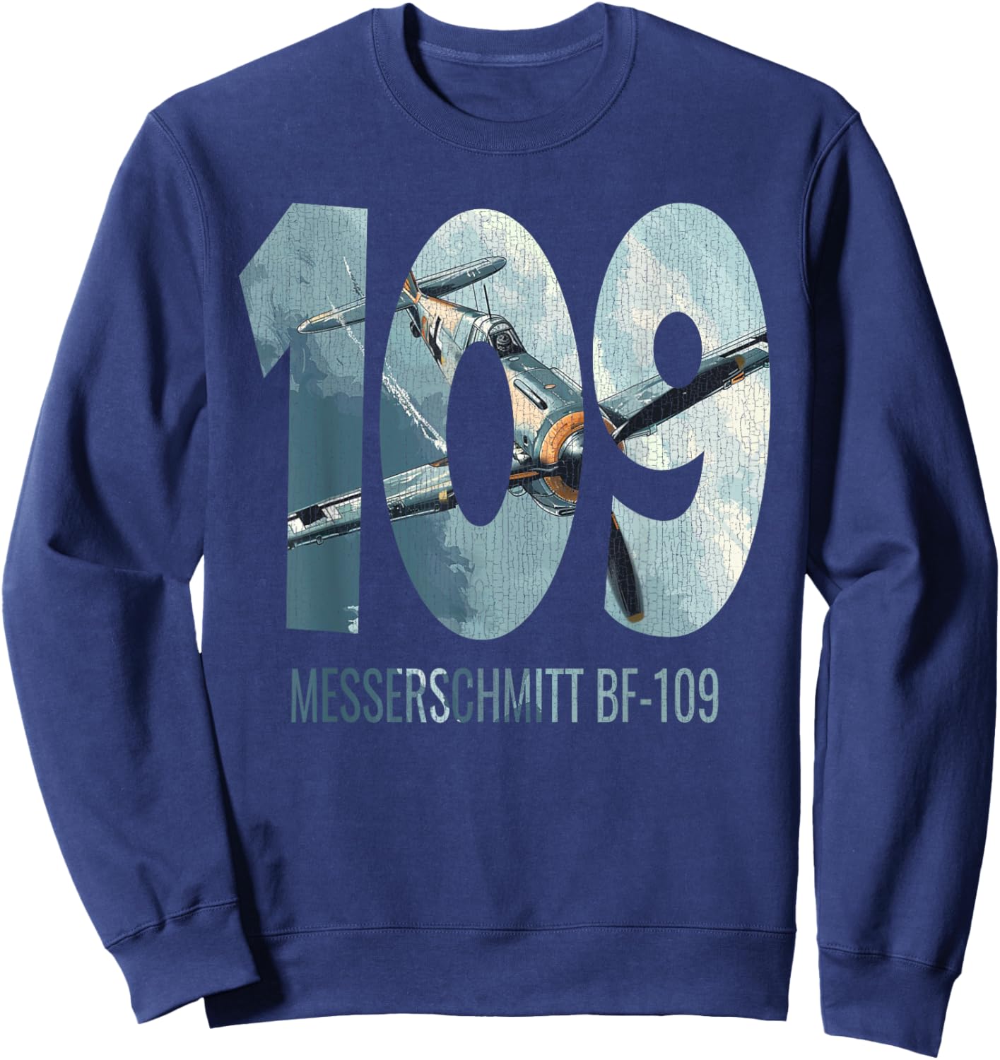 Military F&L Design Co. Messerschmitt BF-109 WW2 German Warbird Aviation Hobbyist , Small, Black Sweatshirt - Sweatshirt | Navy