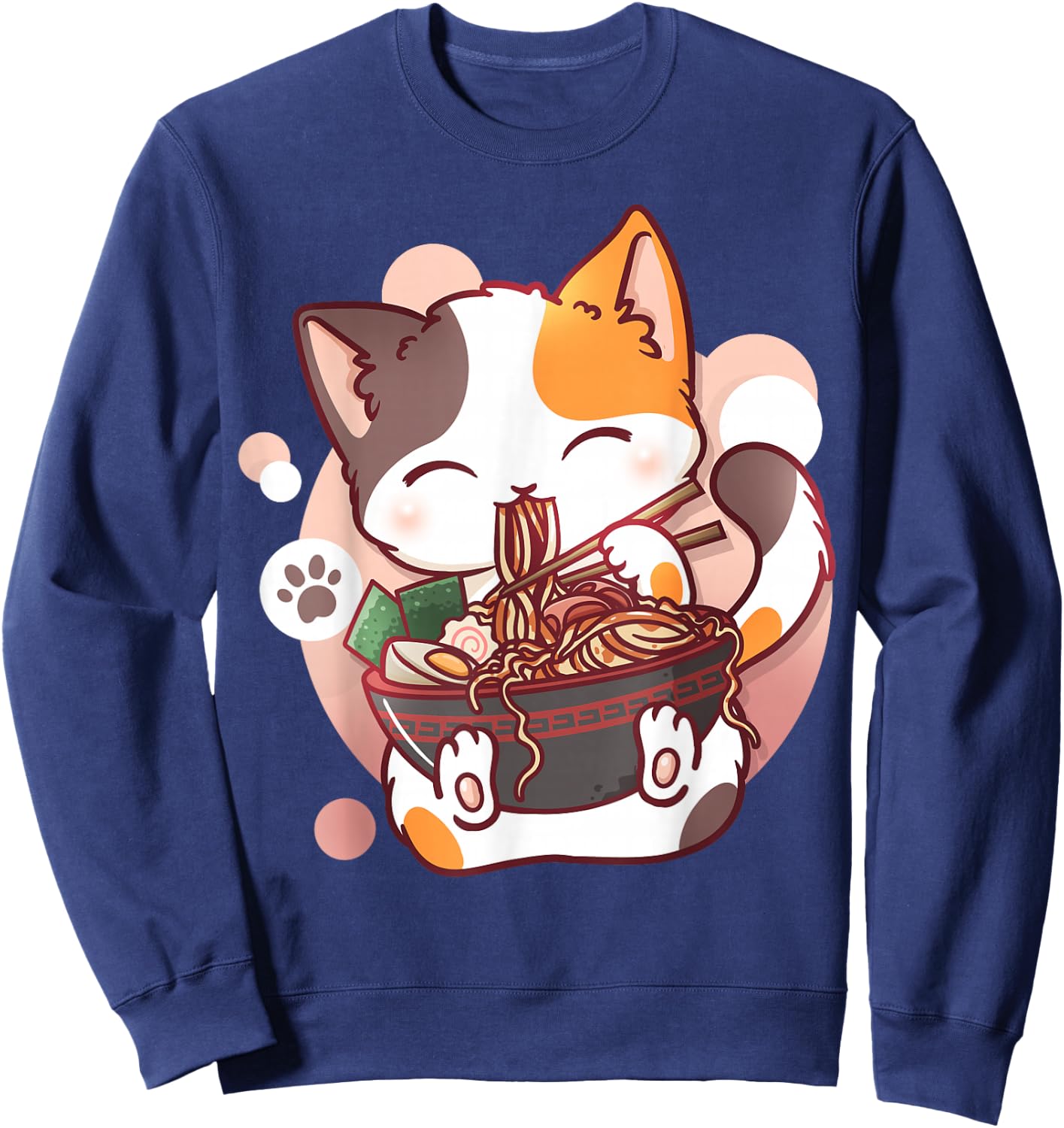 Ramen Cat Anime Kawaii Neko Japanese Sweatshirt - Sweatshirt | Navy