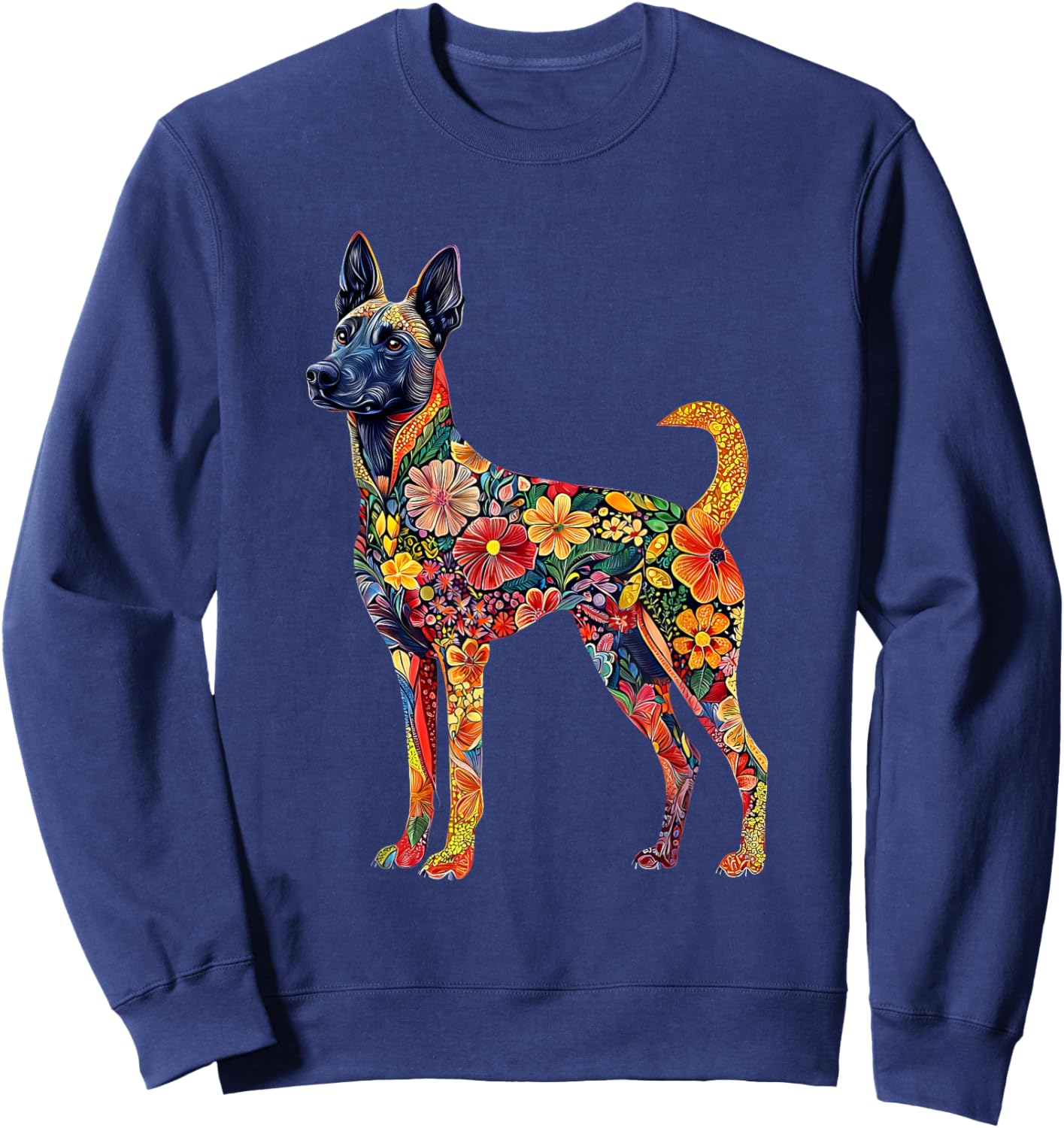 Belgian Malinois Flower Sweatshirt - Sweatshirt | Navy