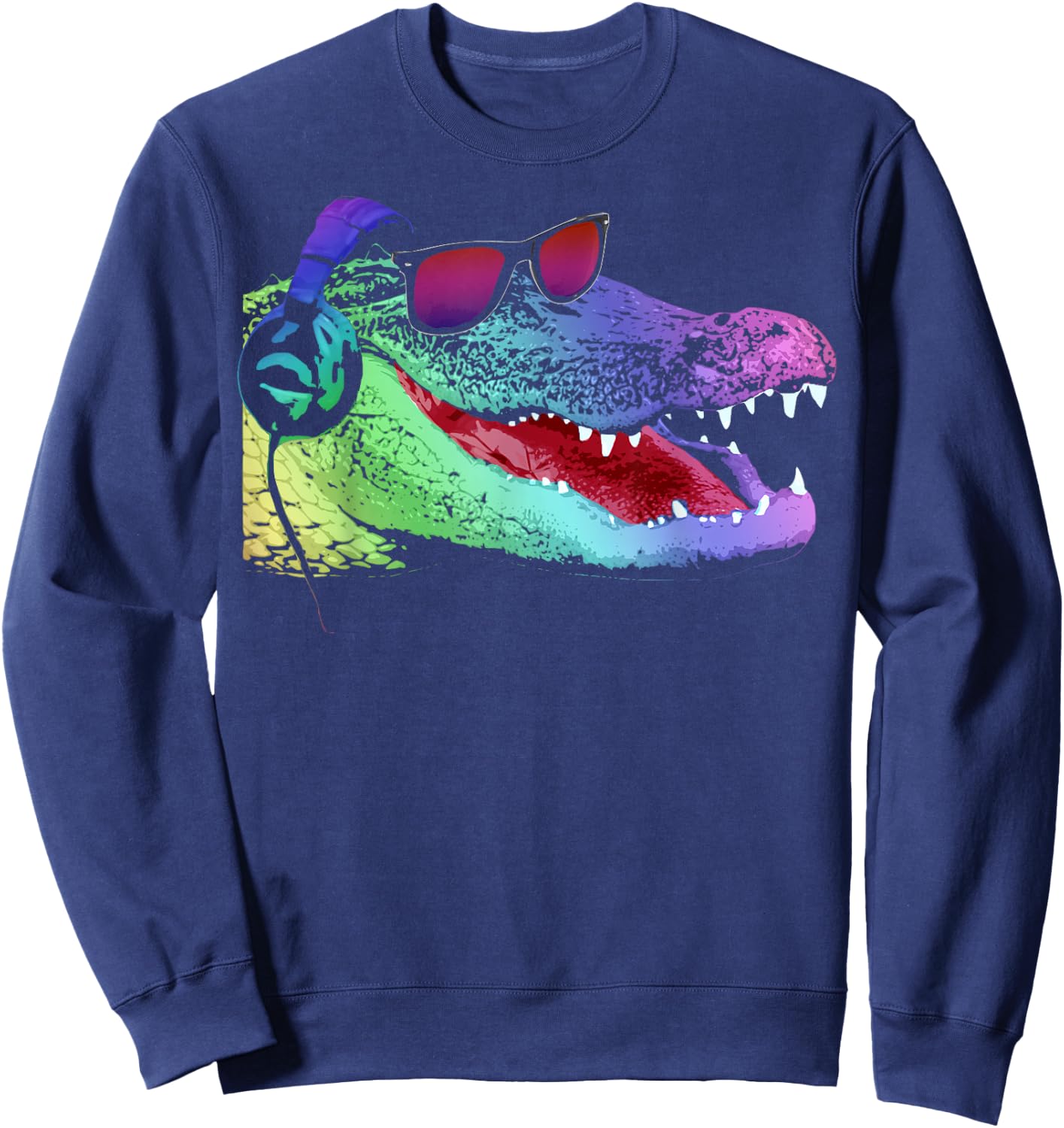 Alligator with Headphones and Sunglasses Sweatshirt - Sweatshirt | Navy