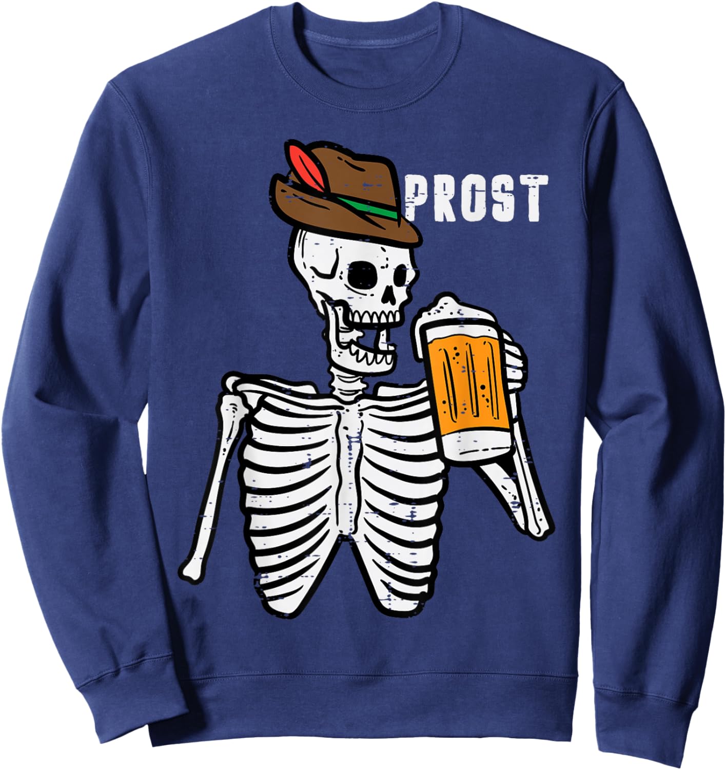 Skeleton Prost Bavarian Halloween German Oktoberfest Men Sweatshirt - Sweatshirt | Navy