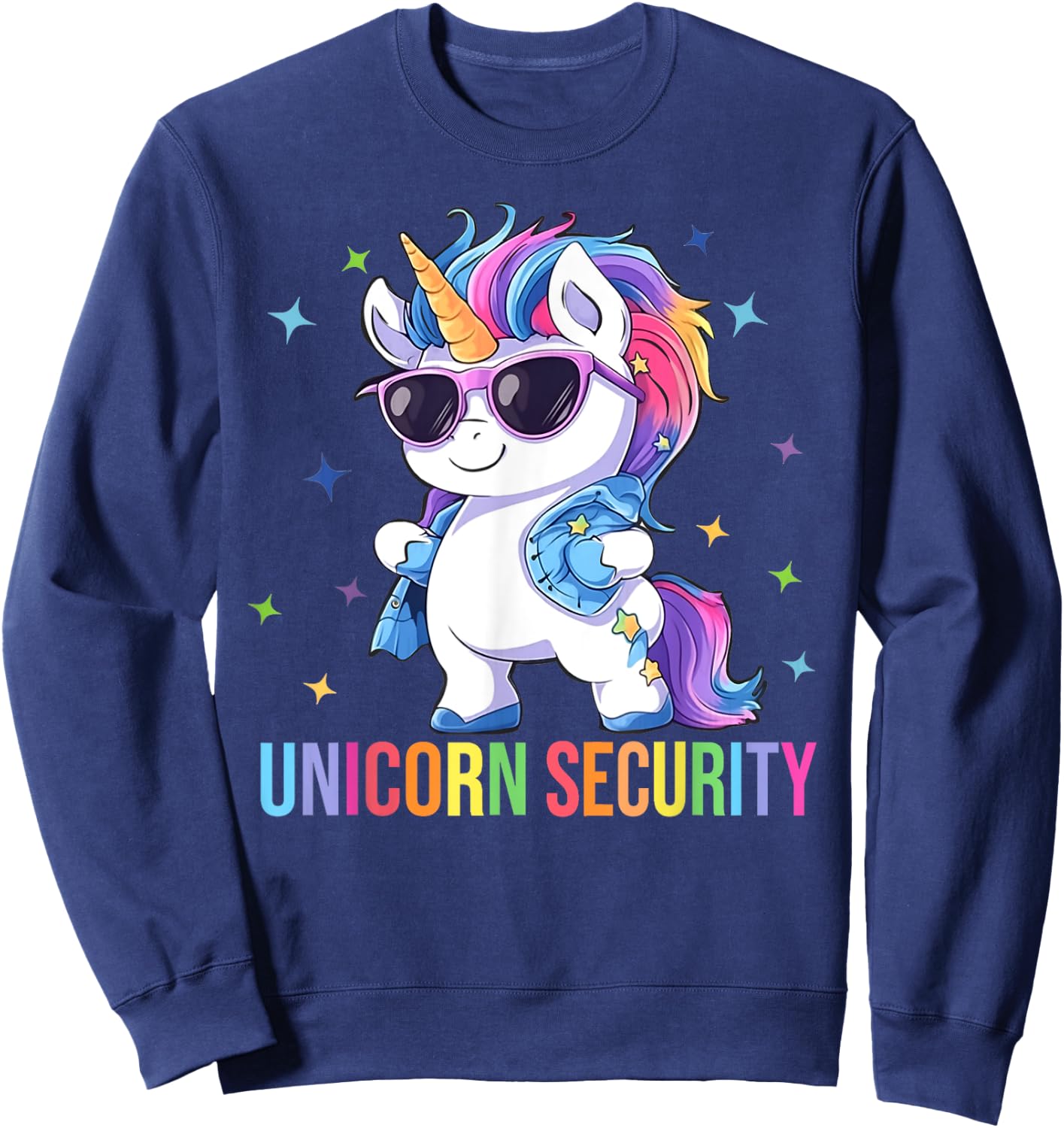 Birthday Party Dad Mom Daughter Costume Unicorn Security Sweatshirt - Sweatshirt | Navy