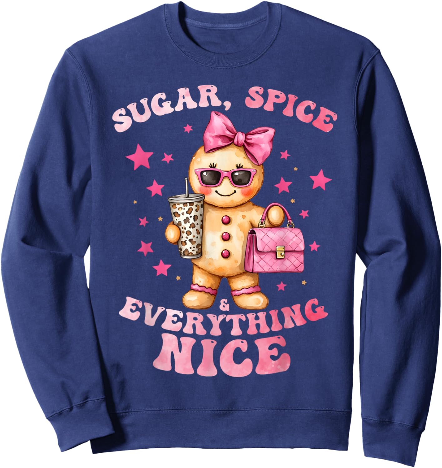 Sugar Spice Everything Nice Cute Gingerbread Holiday Girls Sweatshirt - Sweatshirt | Navy