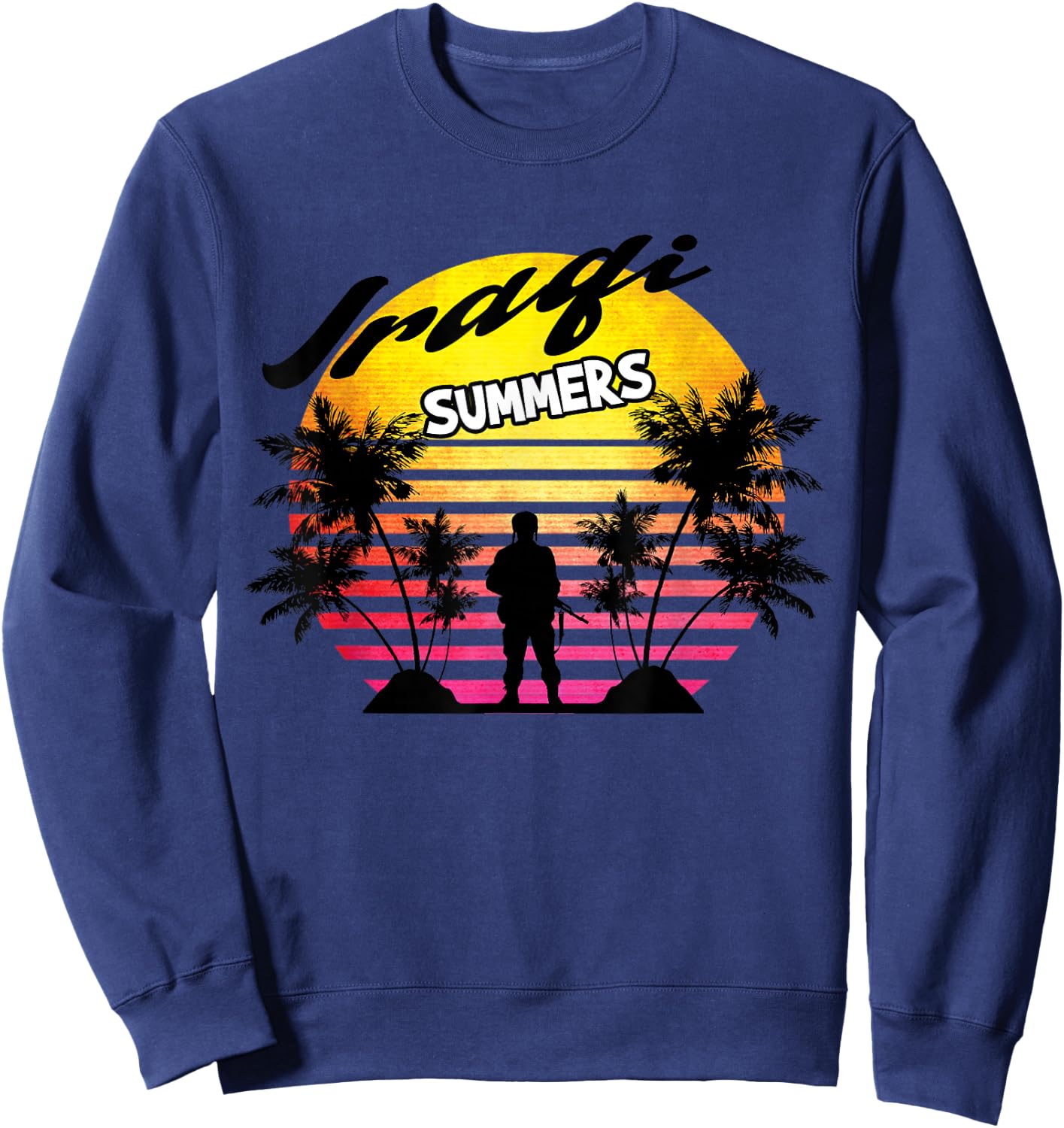 Retro Sun Iraqi Summers Veteran Gift Funny Iraq Veteran Sweatshirt - Sweatshirt | Navy