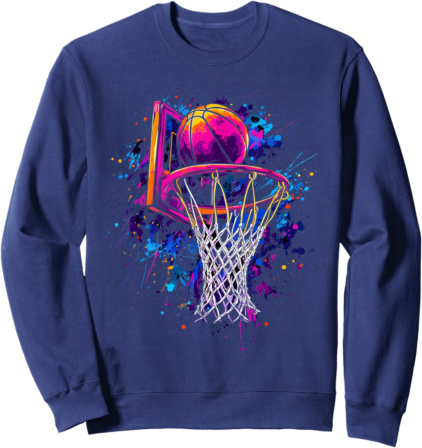 Colorful Basketball Tie Dye Color,Splash Basketball Hoop Net Sweatshirt - Sweatshirt | Navy