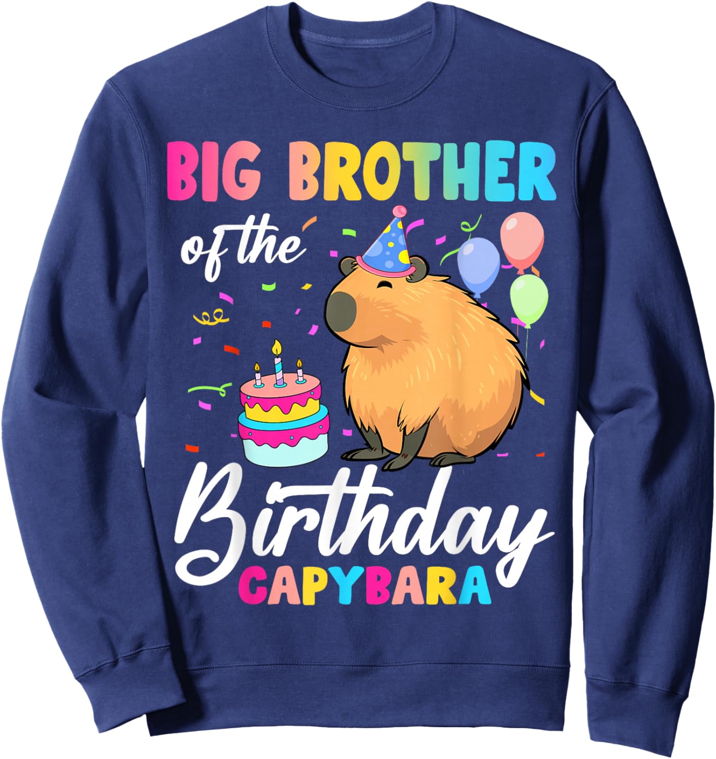 Big Brother Of The Birthday Capybara Girl Bday Party Family Sweatshirt - Sweatshirt | Navy