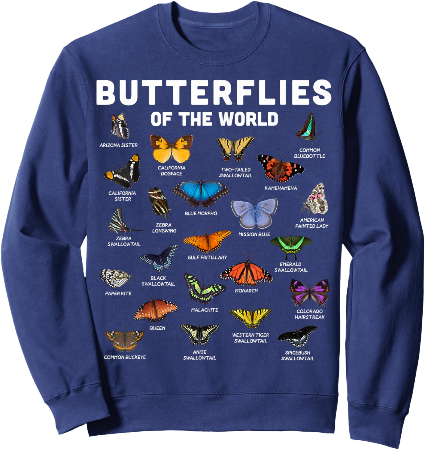 Butterfly Shirt Butterflies Of The World Butterfly Lover Sweatshirt - Sweatshirt | Navy