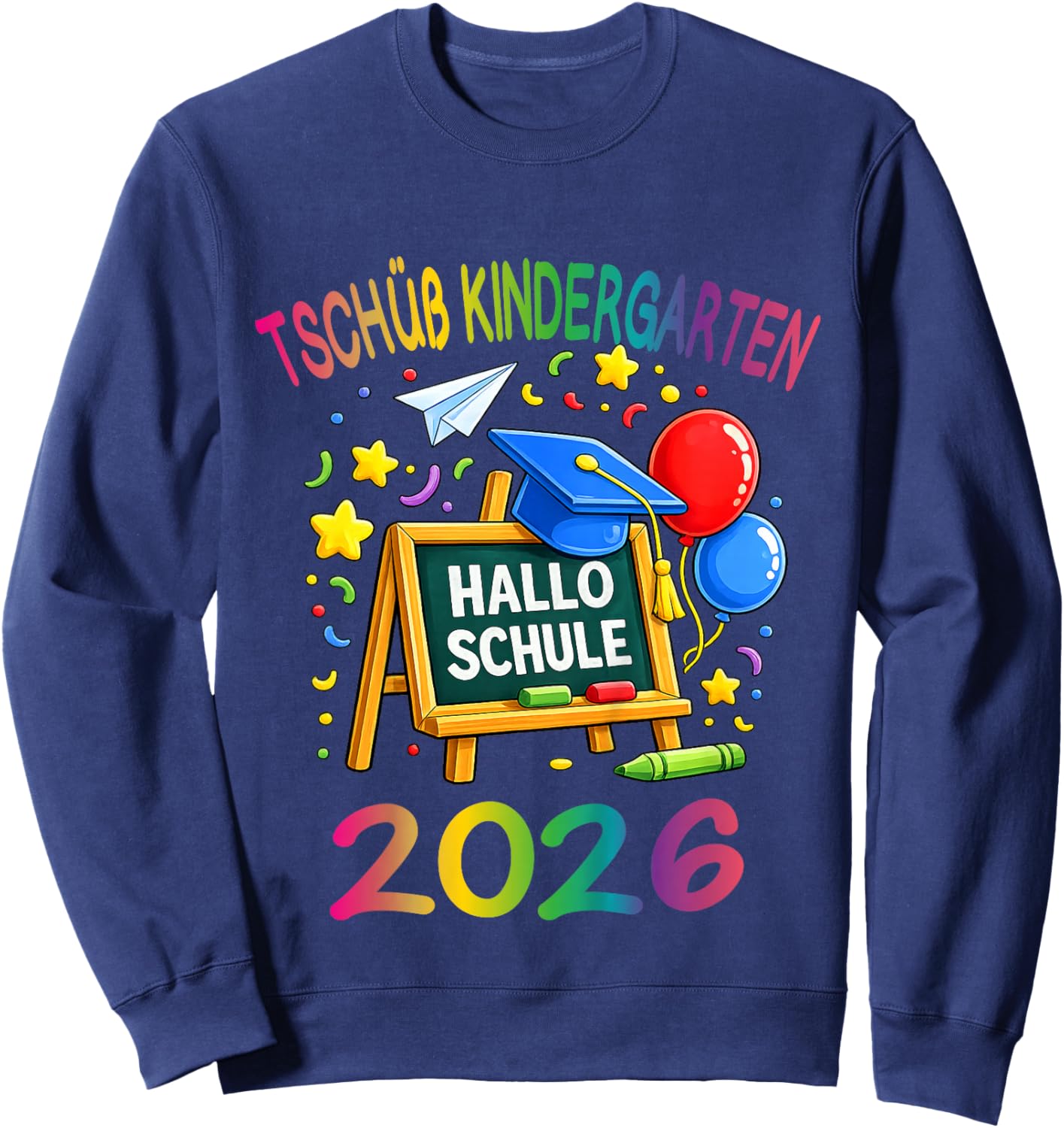 Kinder Tschüss Kindergarten Hallo Schule 2026 Schulanfang Sweatshirt - Sweatshirt | Navy