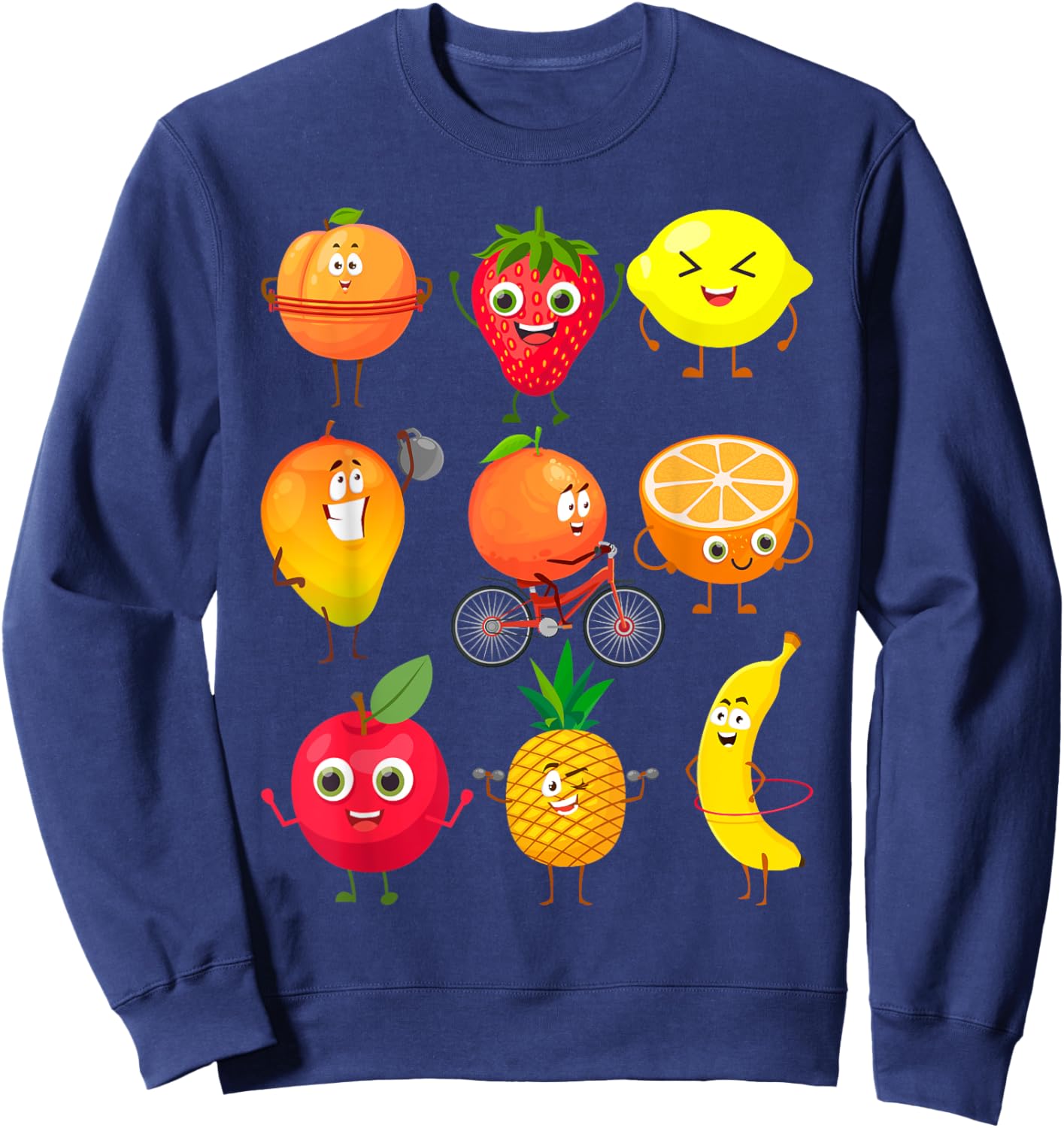 Funny Fruits Collage Fruit and Vegetables Sweatshirt - Sweatshirt | Navy
