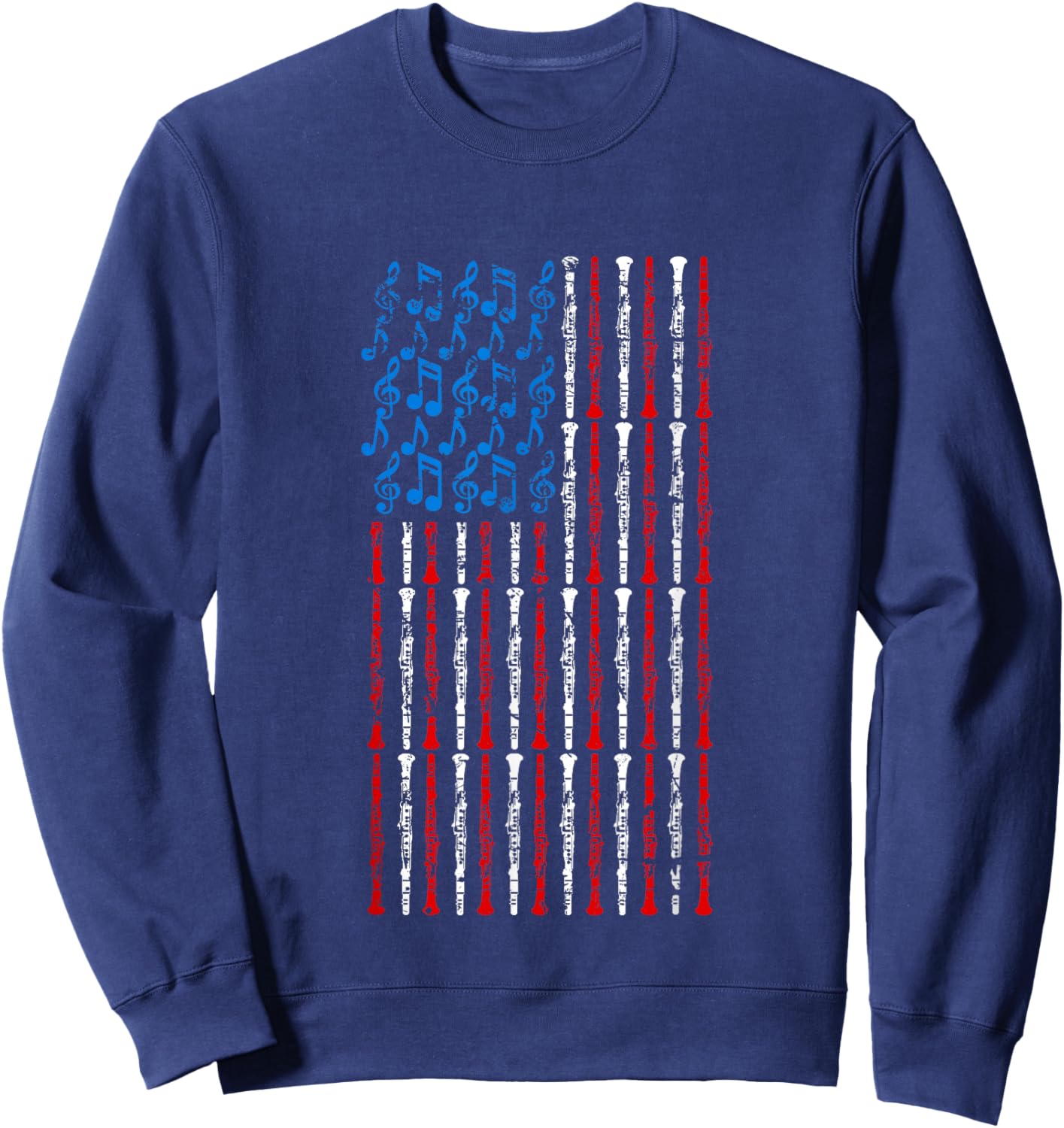 Clarinet American Flag 4th of July Men Women Clarinetist USA Sweatshirt - Sweatshirt | Navy