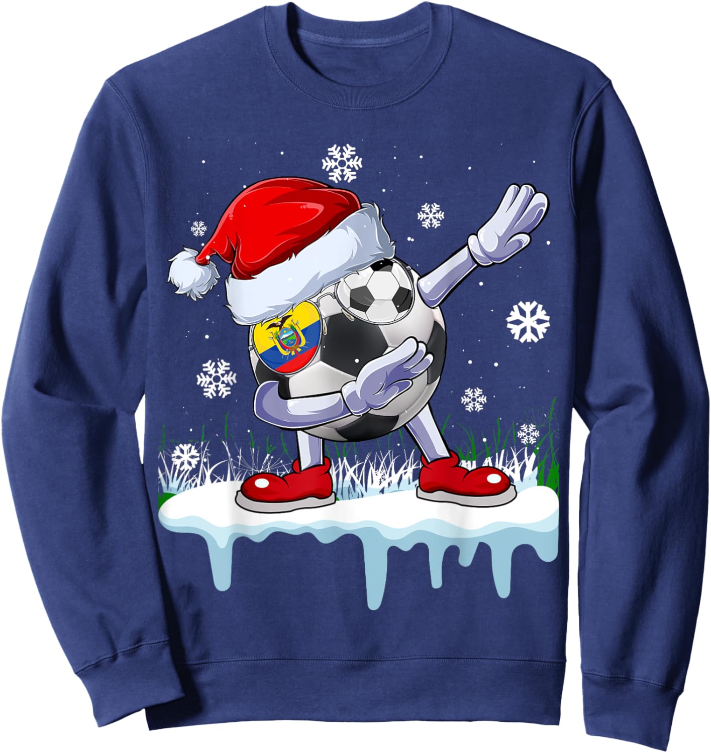 Funny Santa Soccer Dabbing Ugly Christmas Sweater Sweatshirt - Sweatshirt | Navy